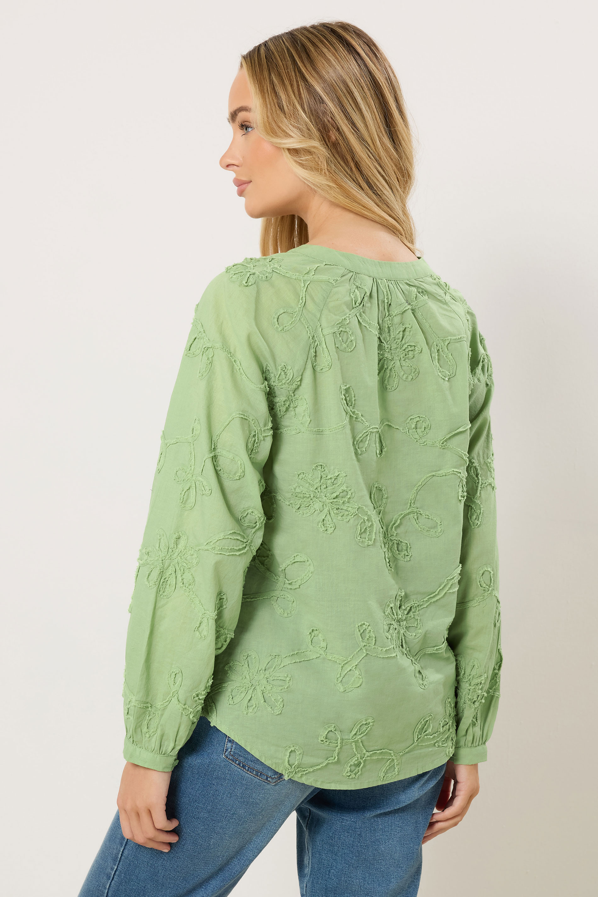 M&Co Green Floral Embroidered Cotton Shirt | M&Co 4