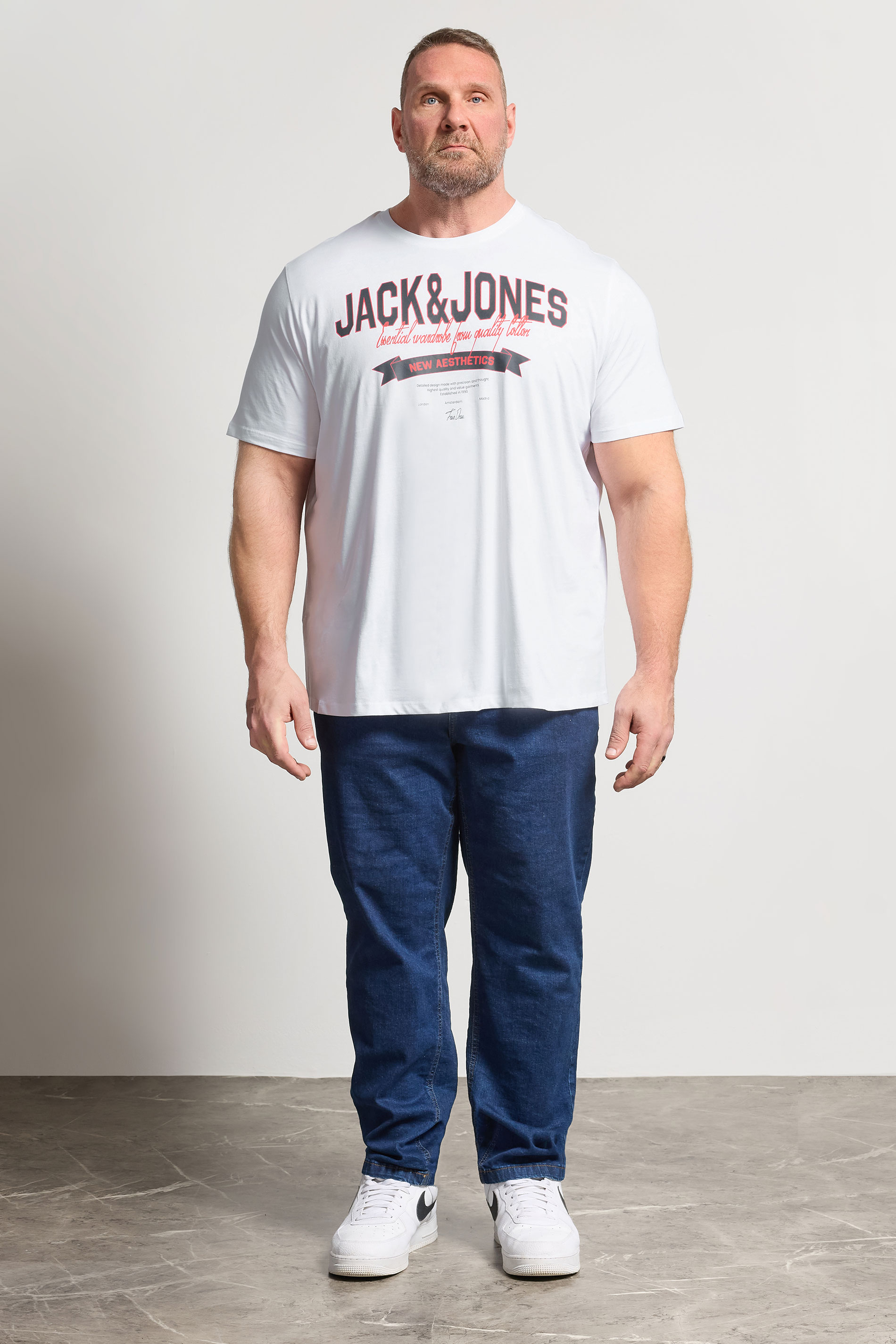 JACK & JONES Big & Tall Bright White Graphic T-Shirt | BadRhino 1