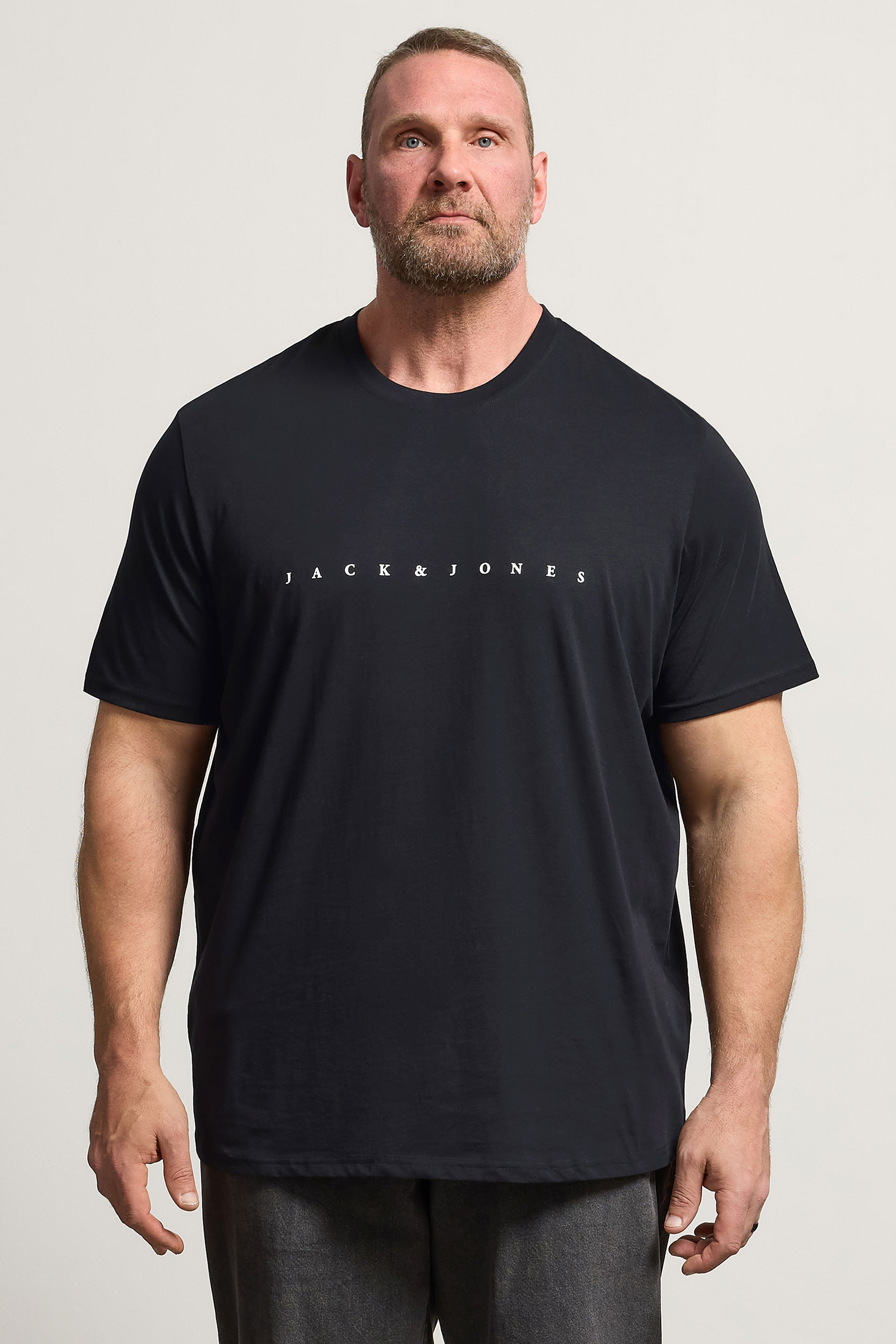 JACK & JONES Big & Tall Black Slogan Short Sleeve T-Shirt | BadRhino 3