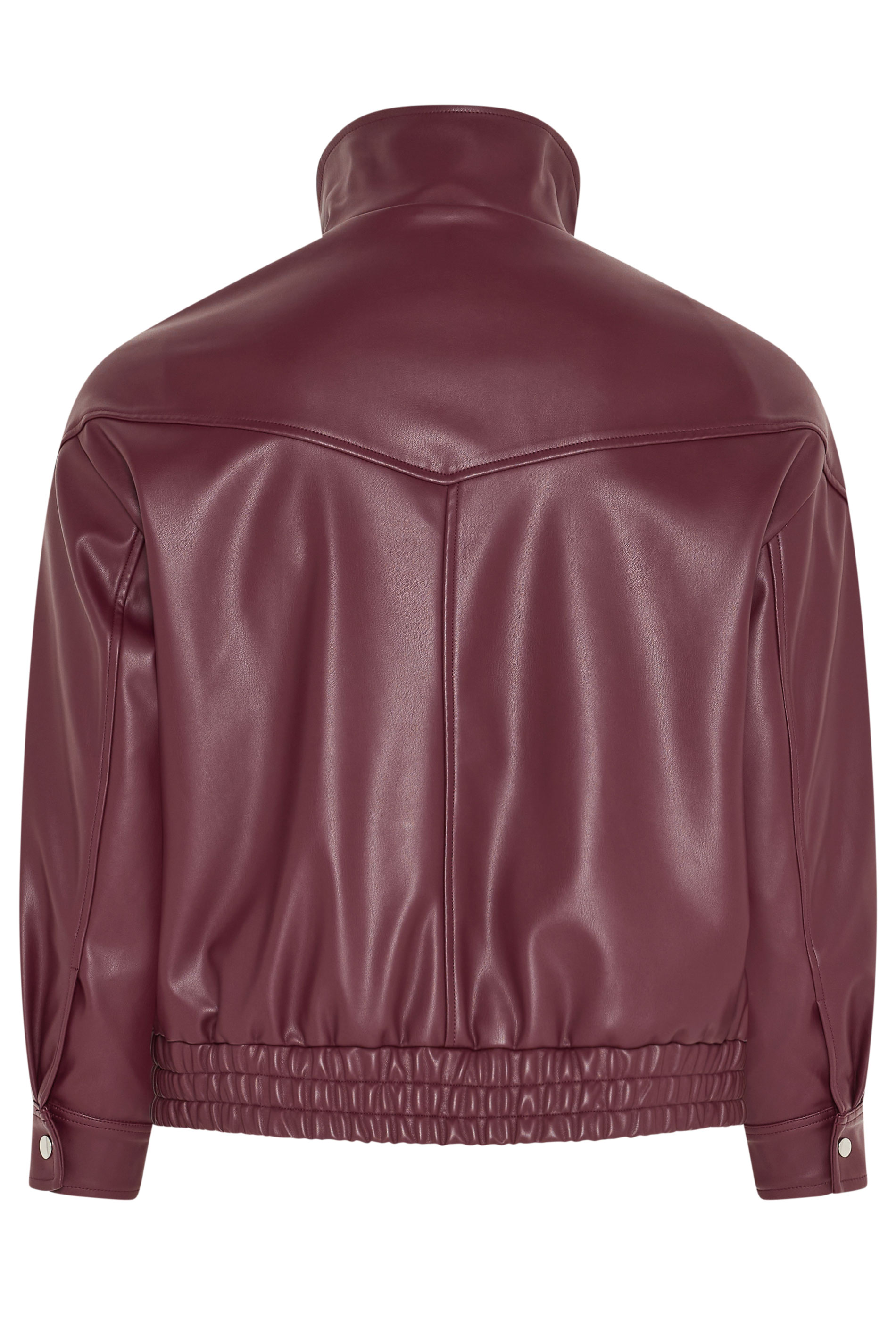 YOURS Plus Size Red Faux Leather Funnel Neck Jacket | Yours Clothing 7
