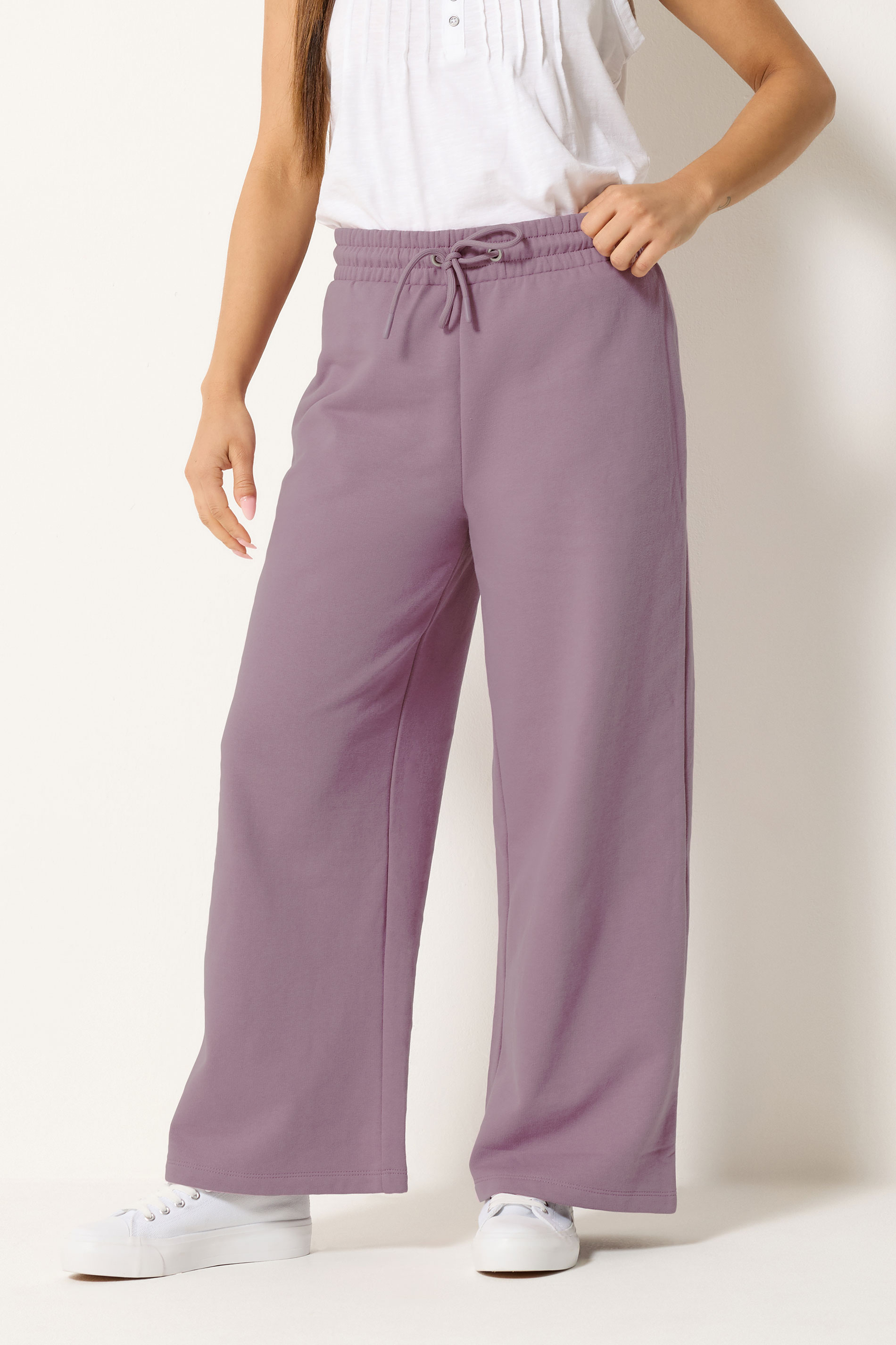 M&Co Petite Light Purple Wide Leg Joggers | M&Co 1