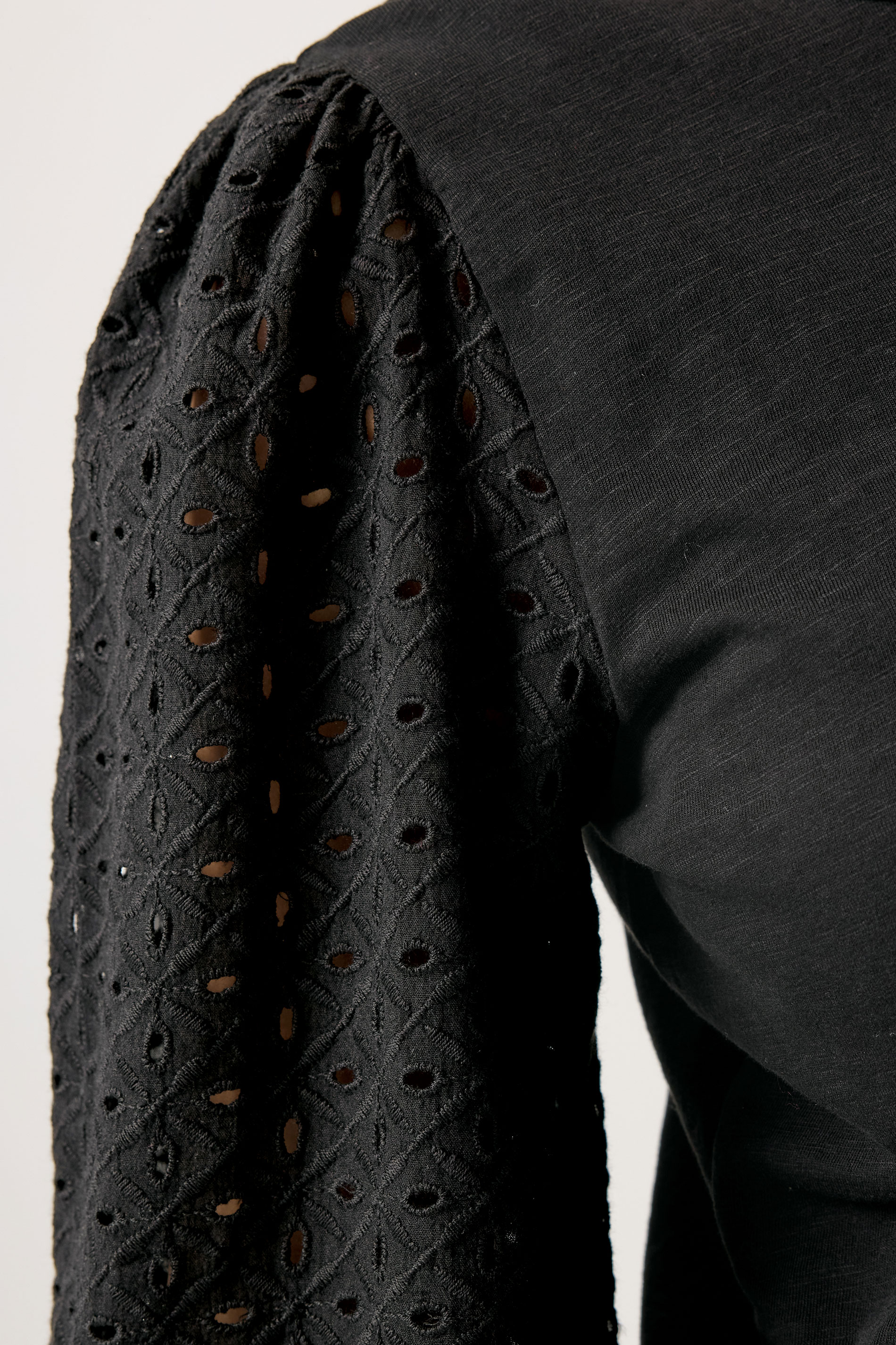 M&Co Black Broderie Cotton Puff Sleeve Top | M&Co 4