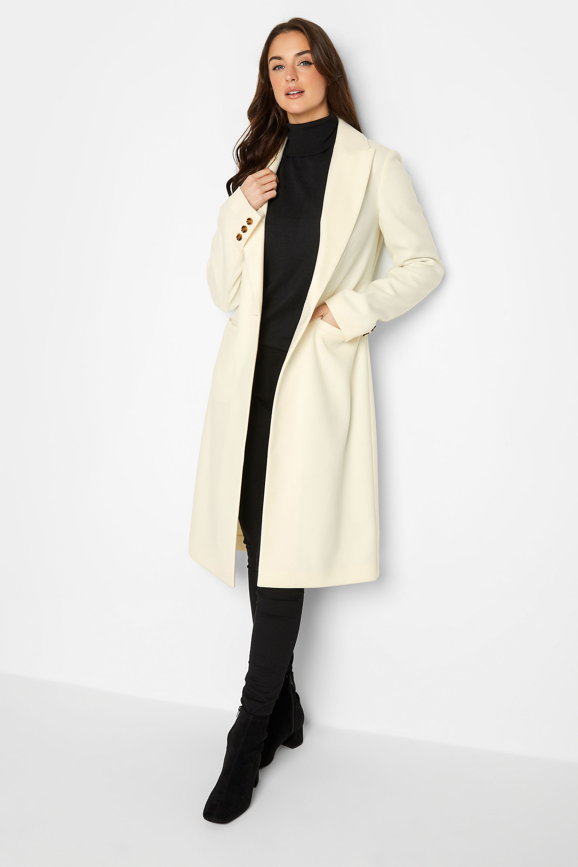 LTS Tall Women's Ivory White Midi Formal Coat | Long Tall Sally 1