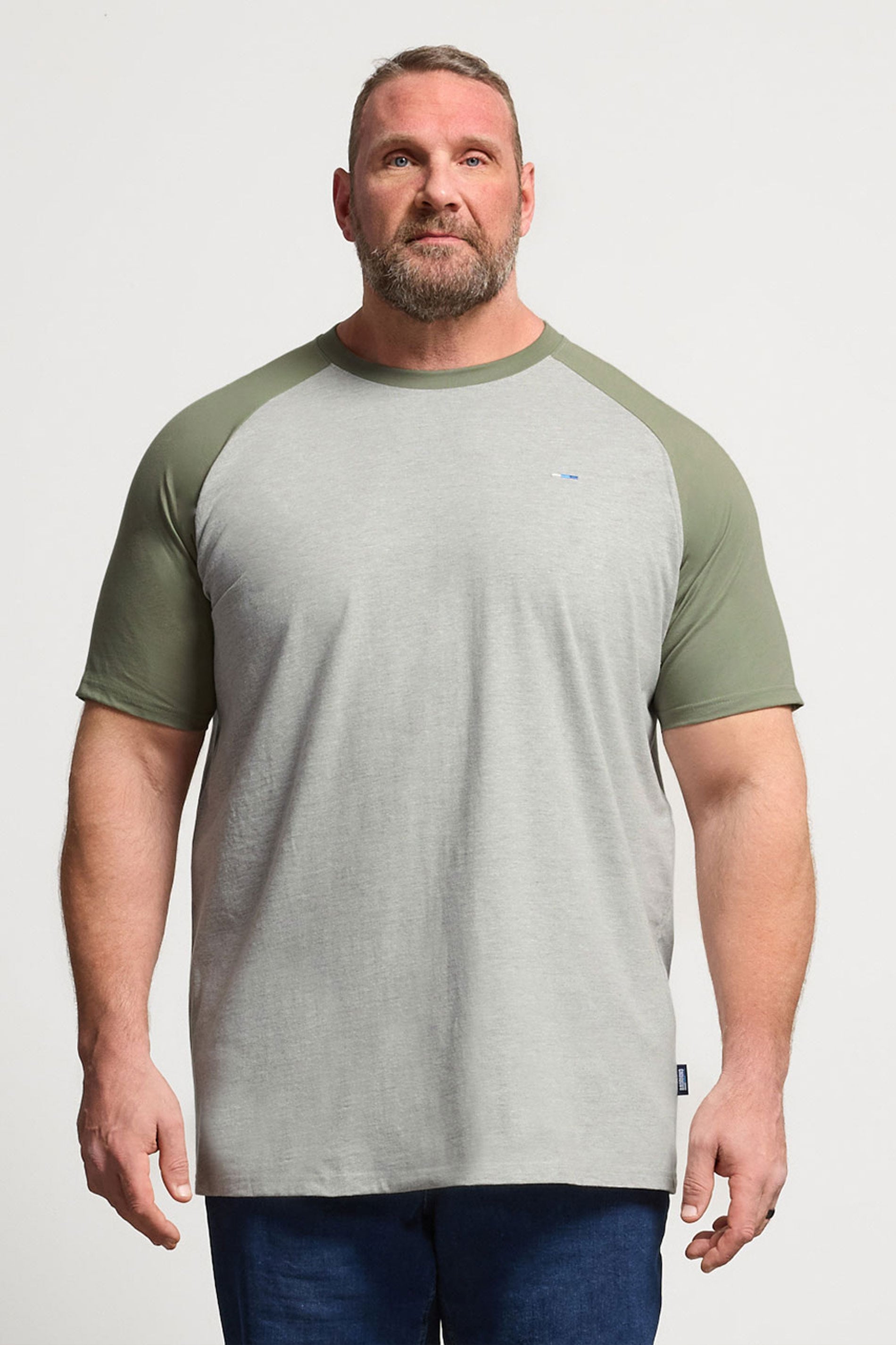 BadRhino Big & Tall Green & Grey Extra Long Raglan T-Shirt | BadRhino 3