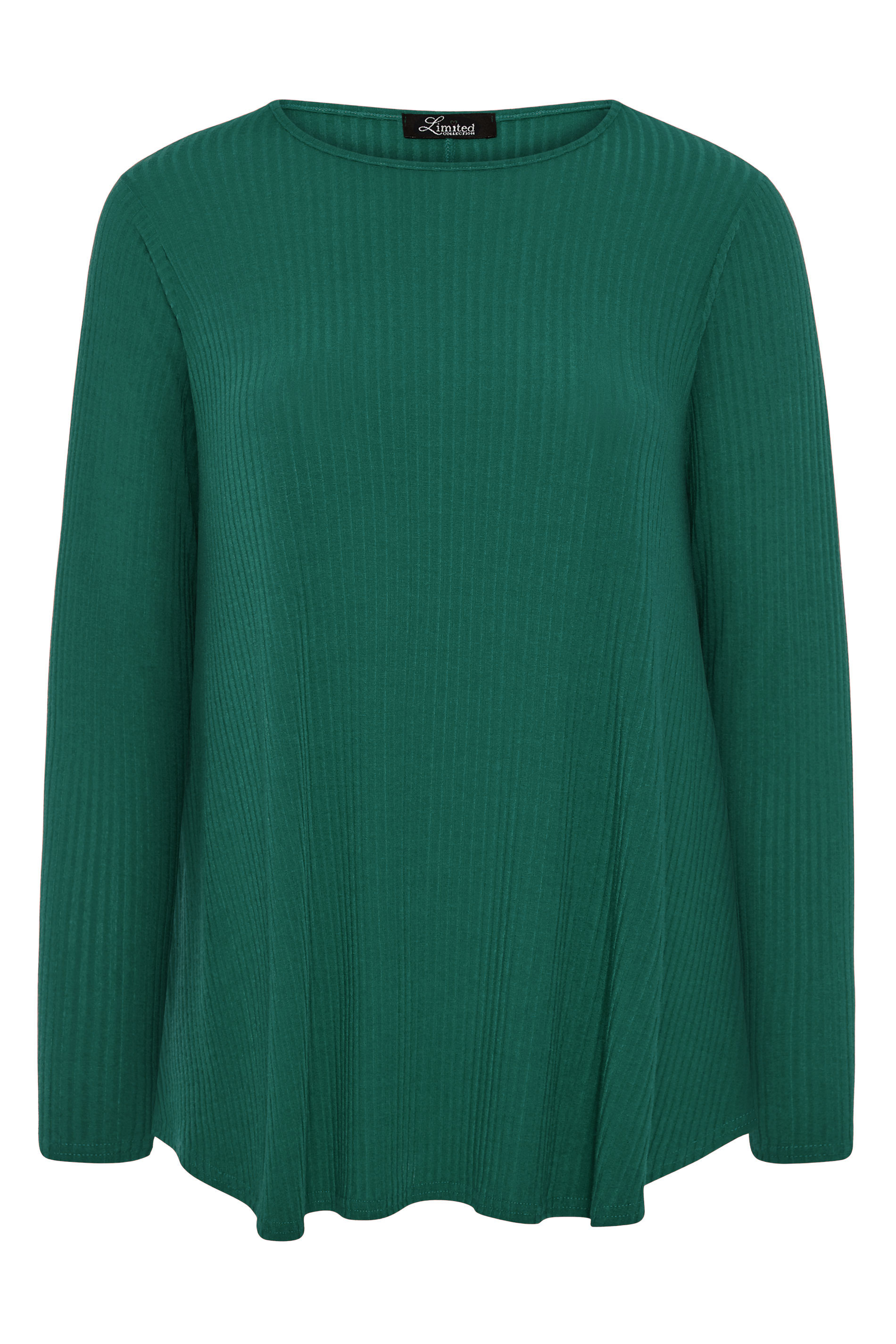 LIMITED COLLECTION Forest Green Ribbed Long Sleeve Top | Yours Clothing