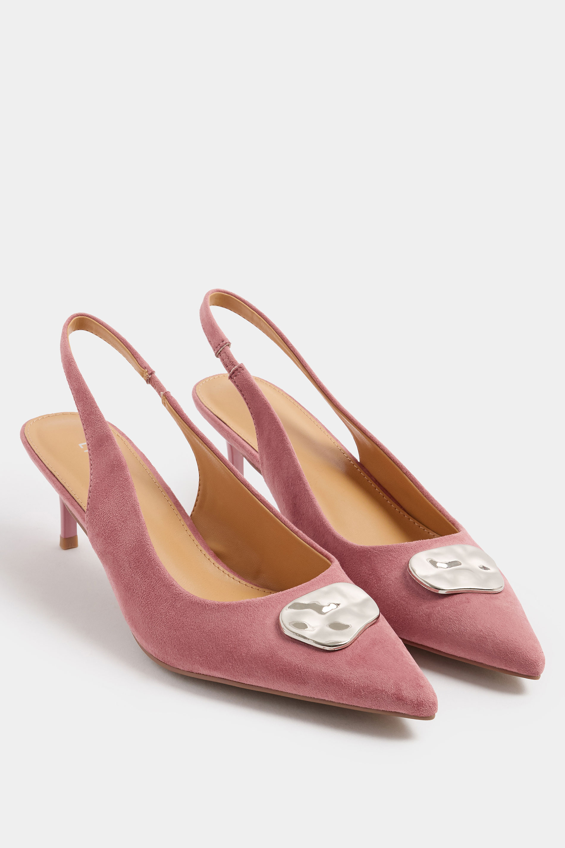 LTS Pink Hammered Slingback Heels In Standard Fit | Long Tall Sally 3