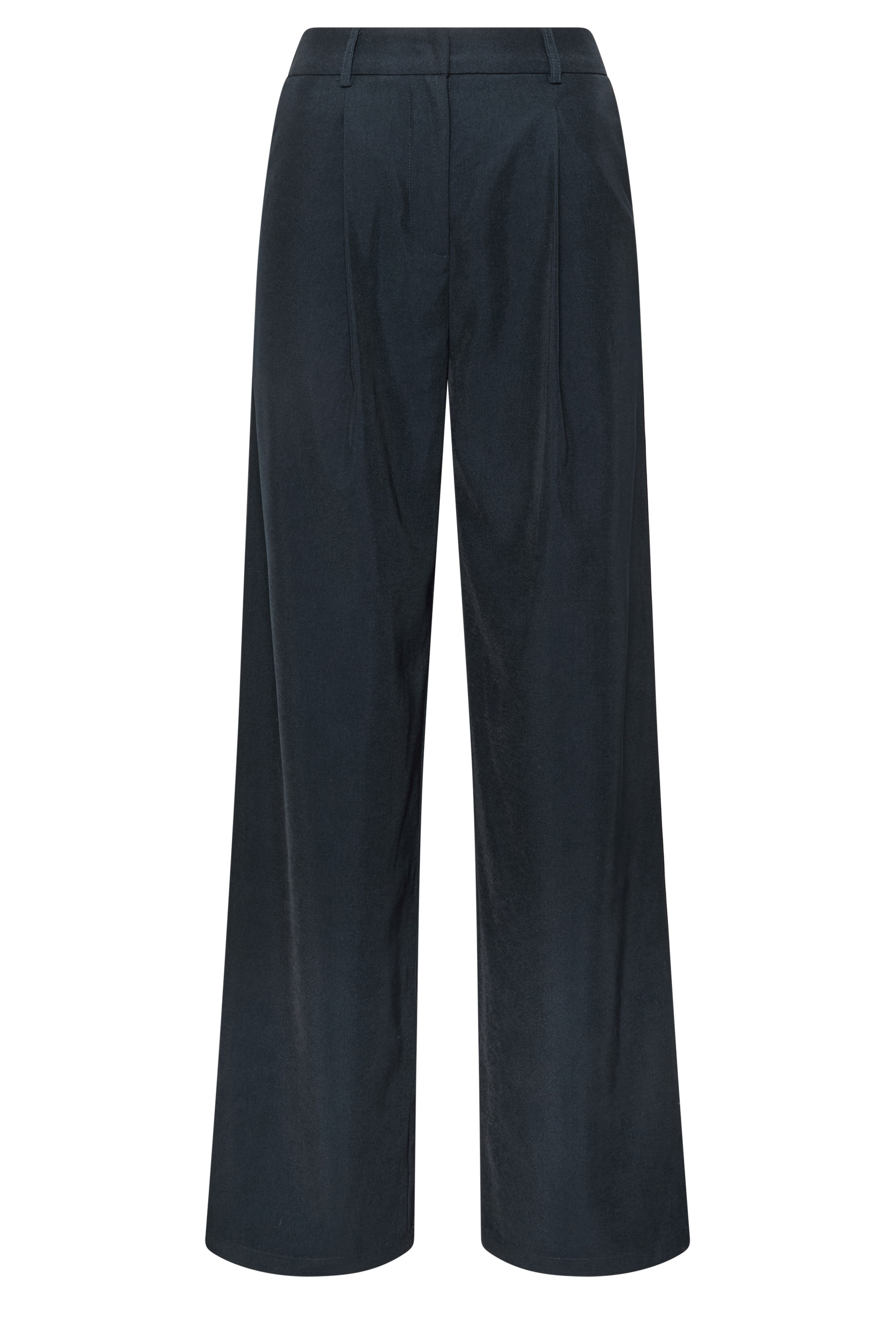LTS Tall Women's Navy Blue Pleated Wide Leg Trousers | Long Tall Sally 1