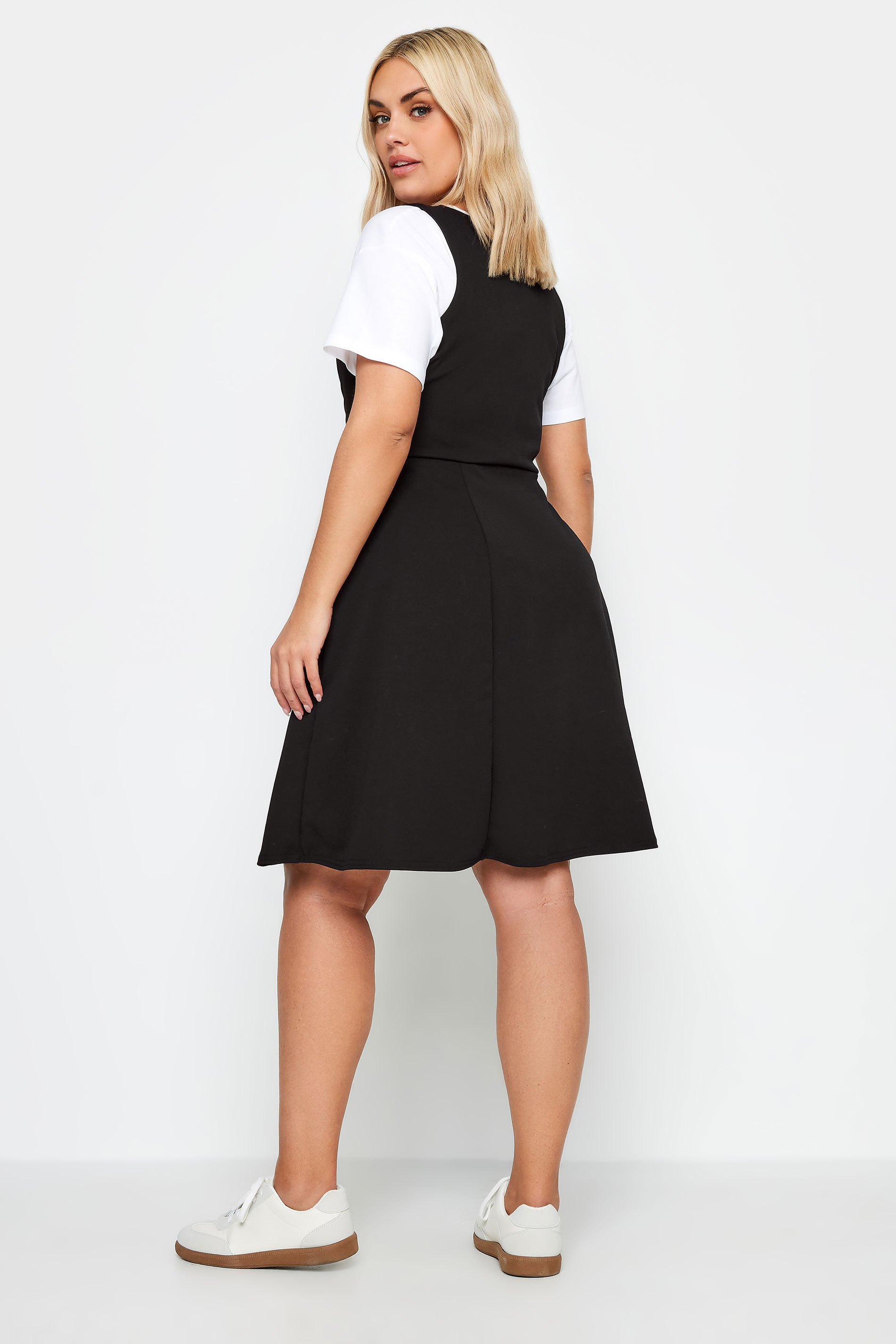 LIMITED COLLECTION Plus Size Black Square Neck Pinafore Dress | Yours Clothing 3