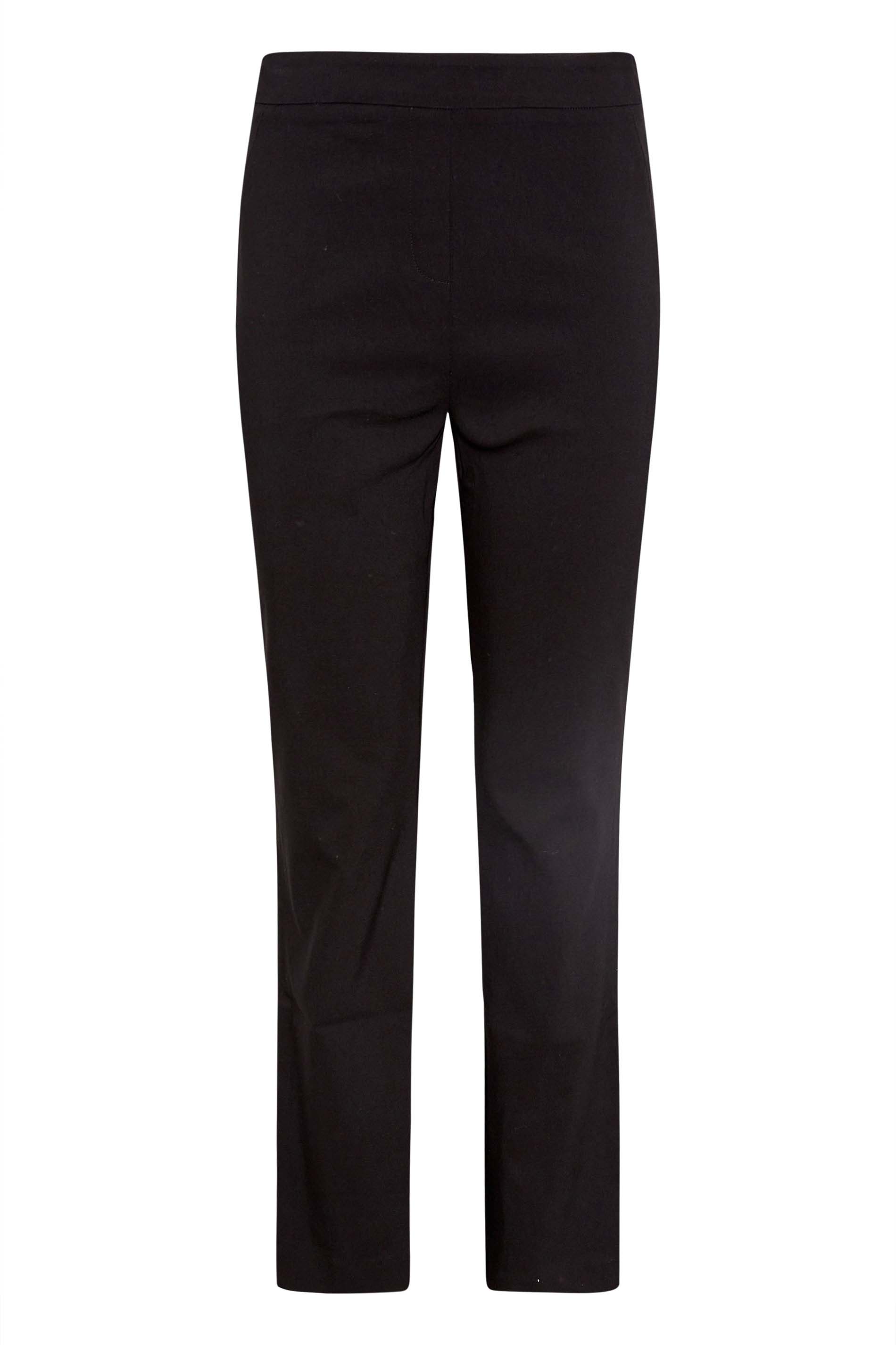 YOURS PETITE Plus Size Black Stretch Bengaline Bootcut Trousers | Yours Clothing 1