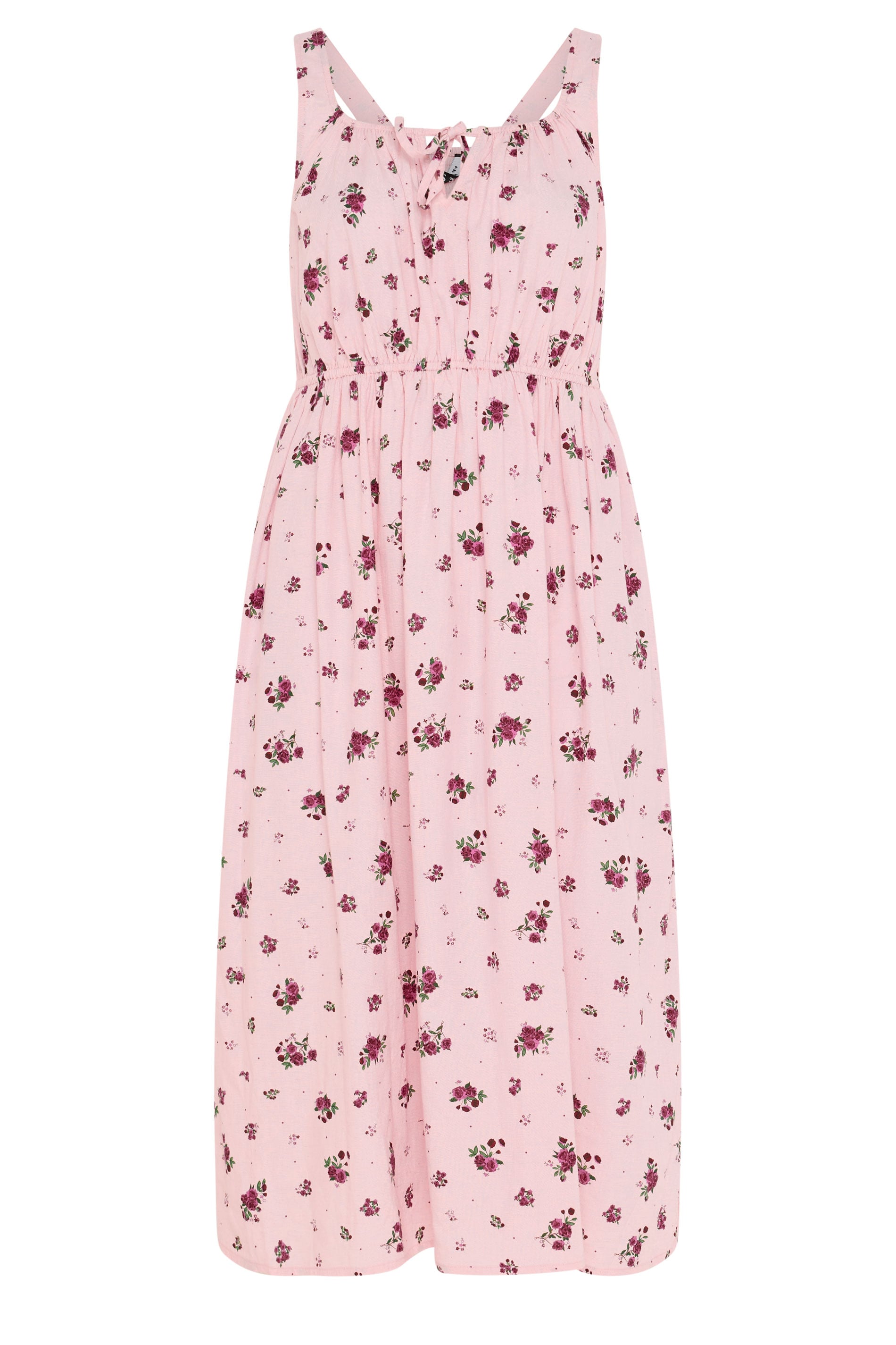 YOURS Plus Size Pink Floral Linen Milkmaid Dress | Yours Clothing 5