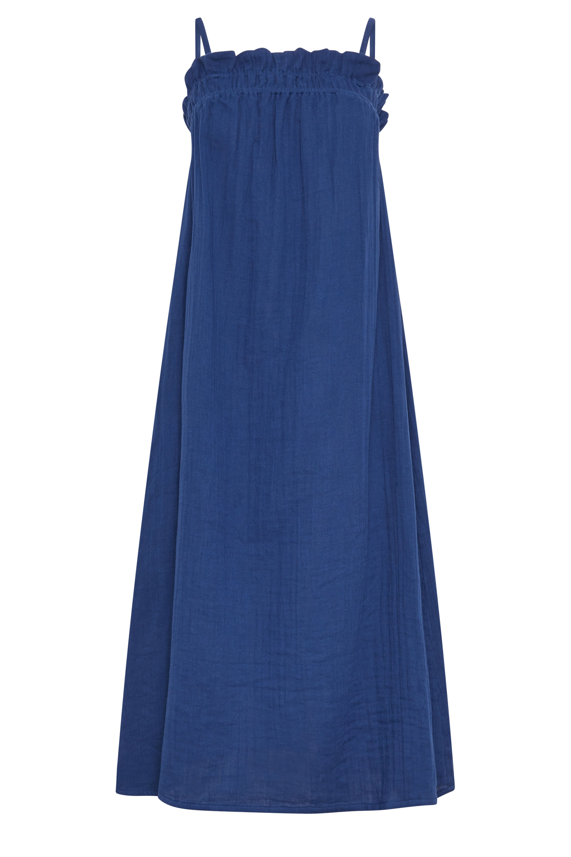 PixieGirl Petite Women's Navy Blue Cotton Cheesecloth Maxi Dress | PixieGirl 5