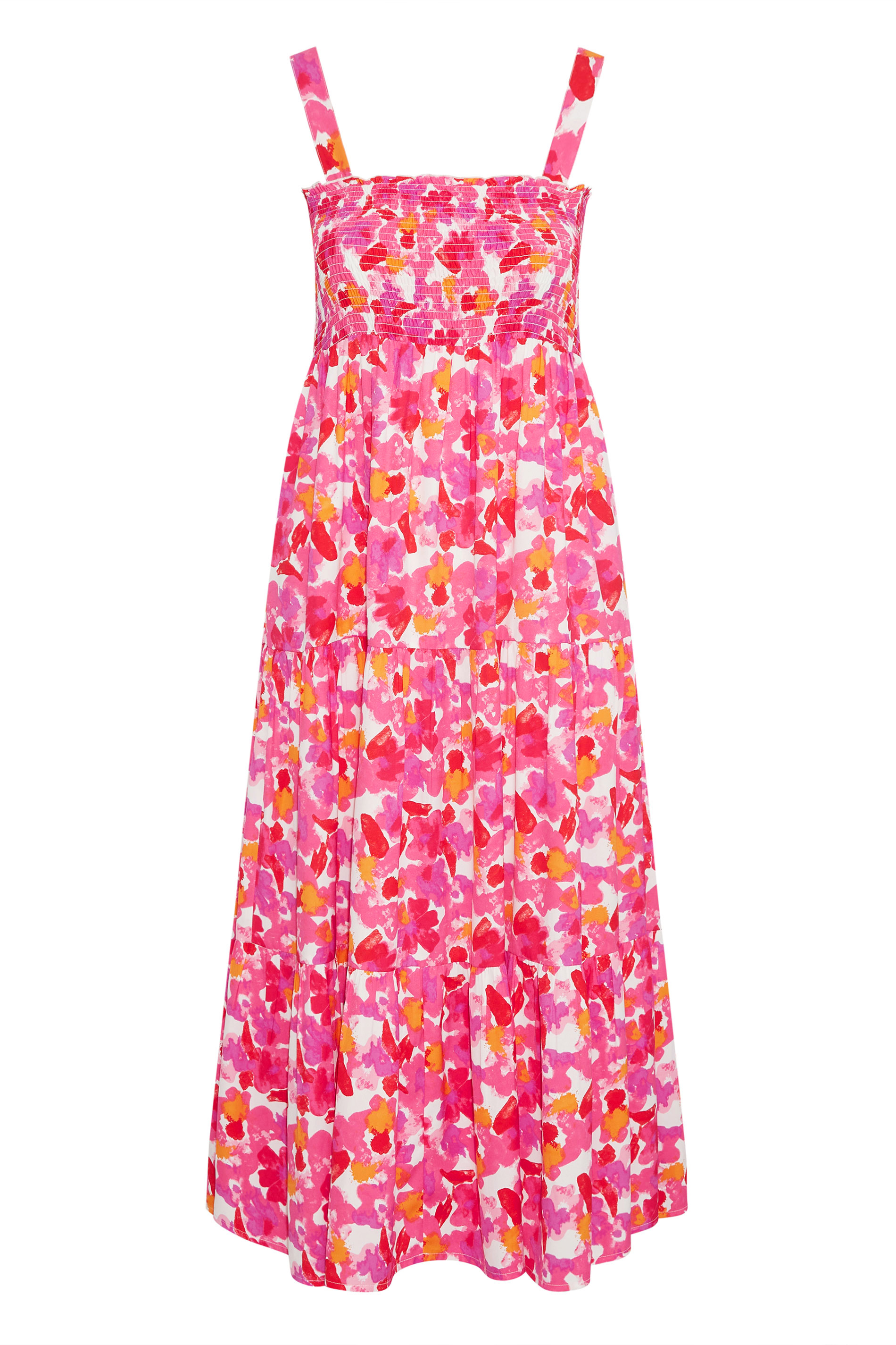 LIMITED COLLECTION Plus Size White & Pink Floral Print Tiered Maxi ...