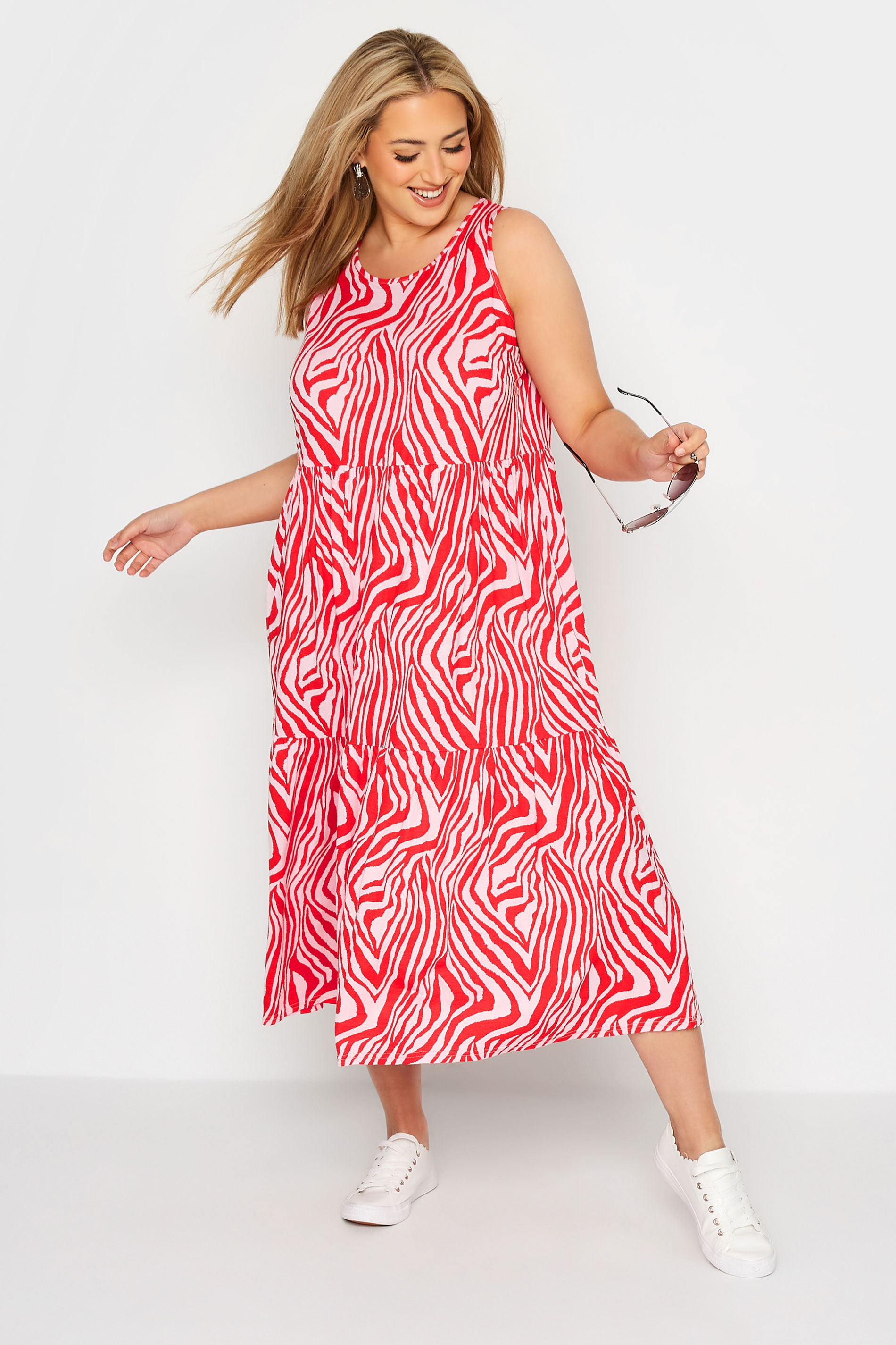Curve Pink Zebra Print Sleeveless Midaxi Dress 1