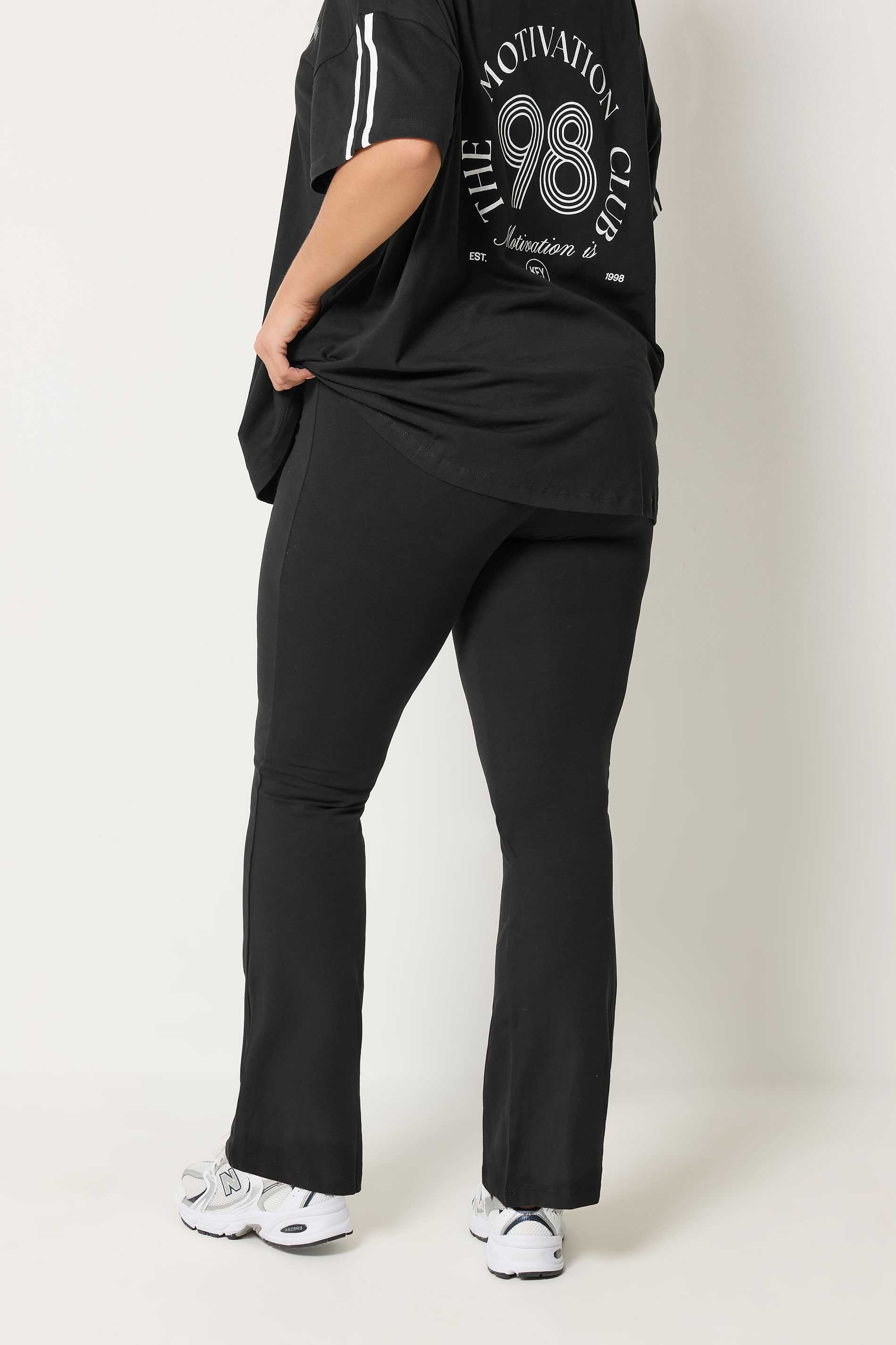 YOURS Plus Size Black Active Flared Leggings | Yours Clothing 2