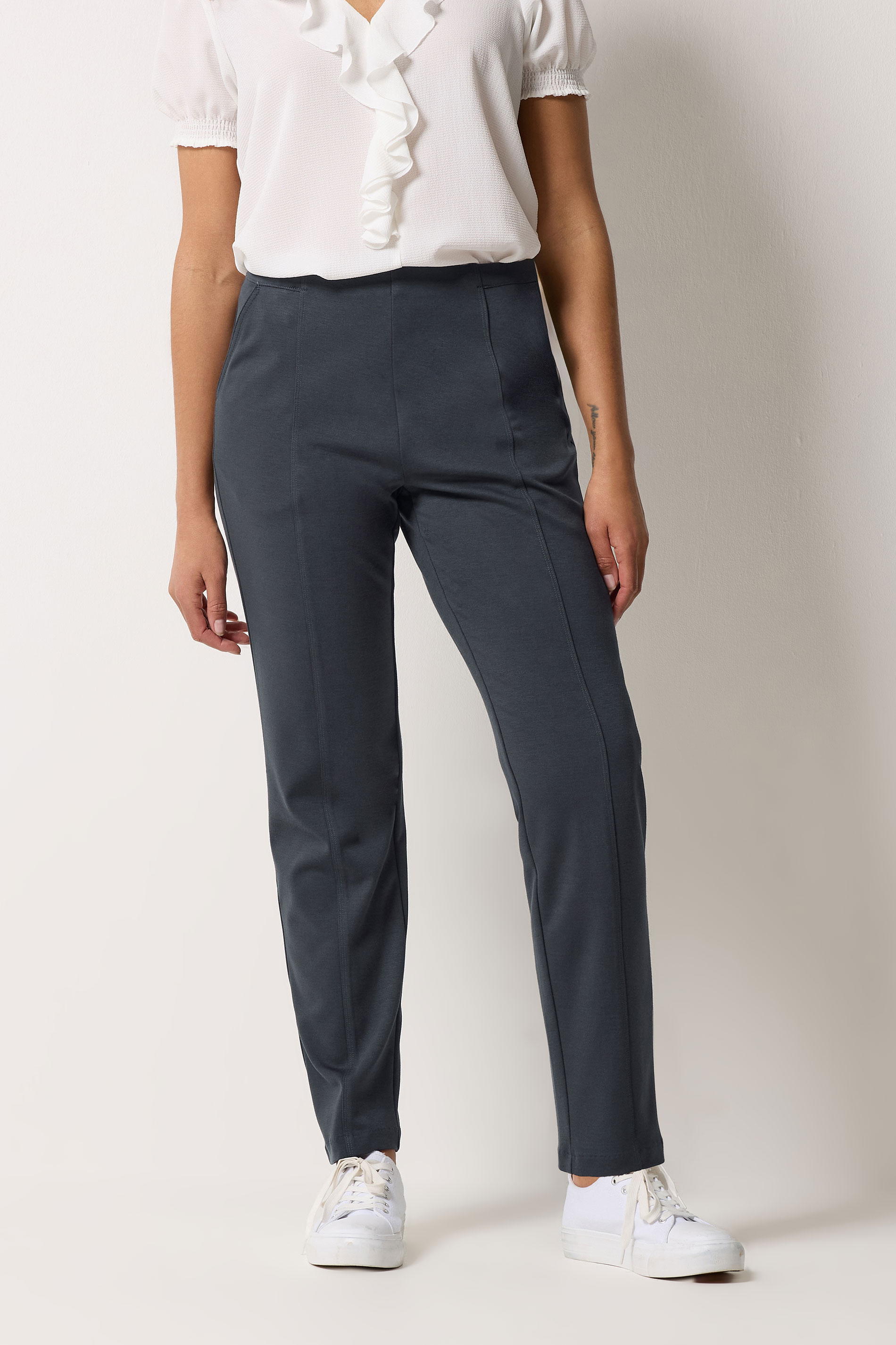 M&Co Grey Ponte Seam Detail Trousers | M&Co 3