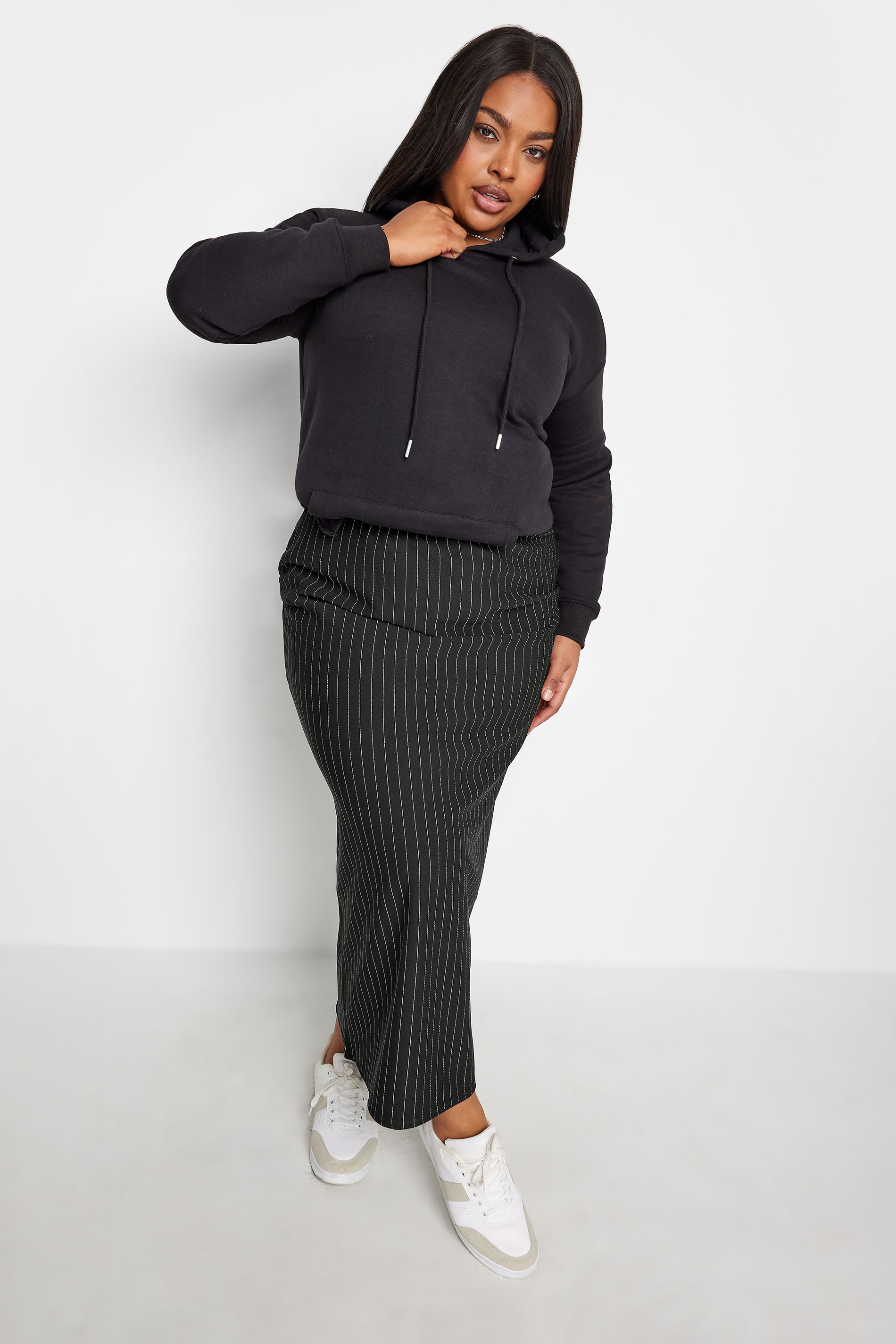 LIMITED COLLECTION Plus Size Black Pinstripe Maxi Skirt | Yours Clothing 3