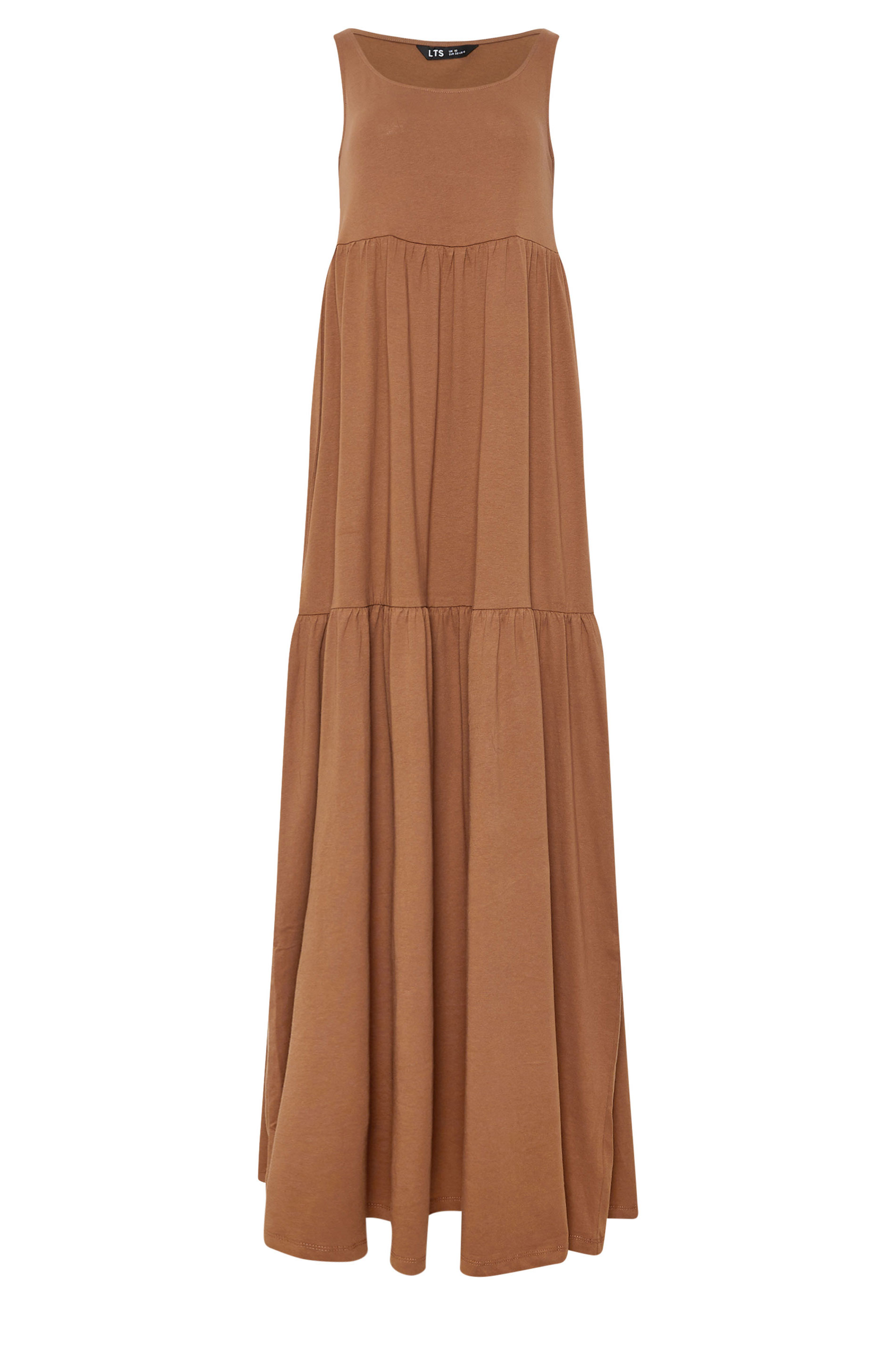 LTS Tall Women's Mocha Brown Tiered Cotton Maxi Dress | Long Tall Sally  6