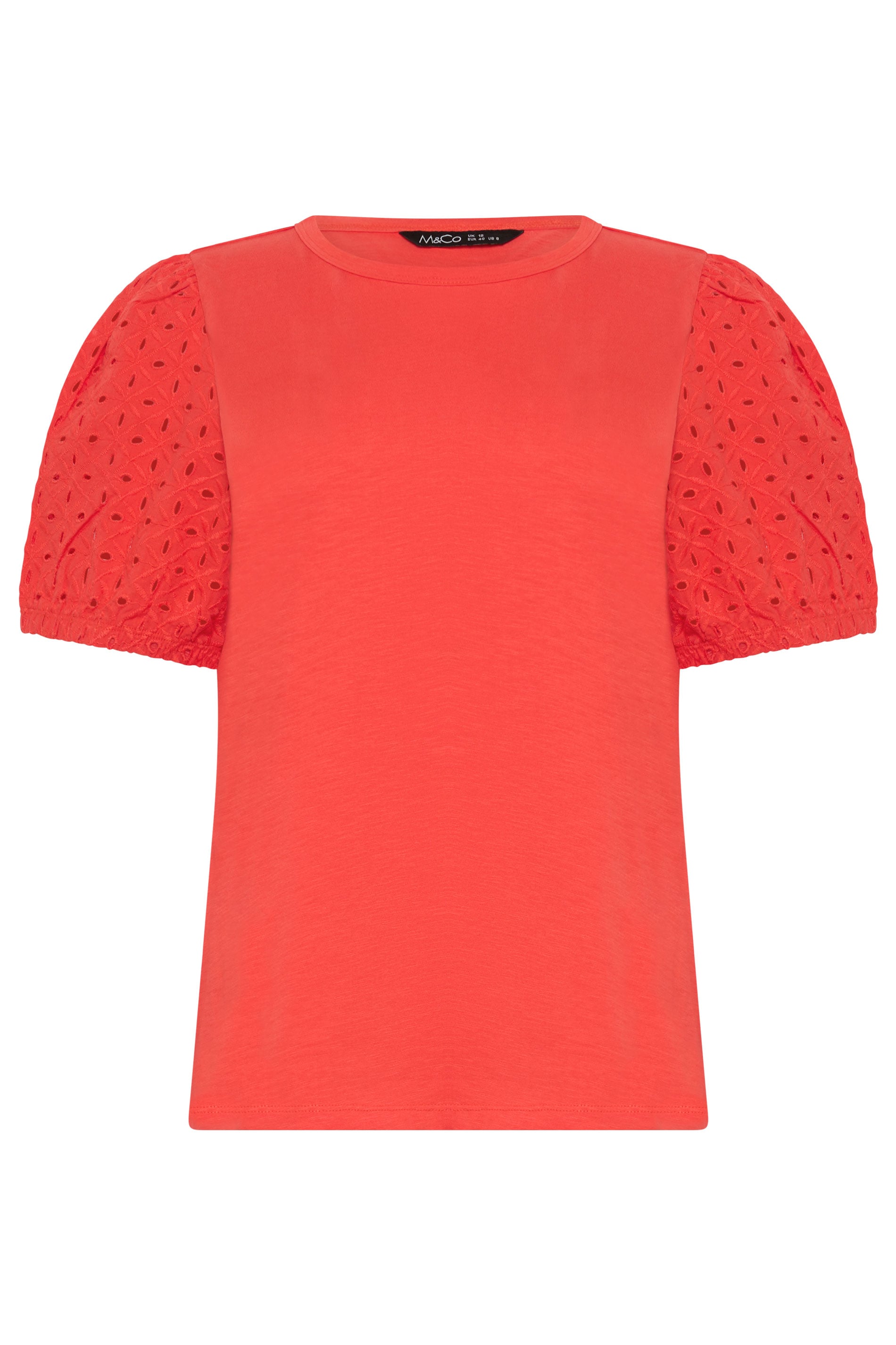 M&Co Orange Broderie Cotton Puff Sleeve Top | M&Co 5