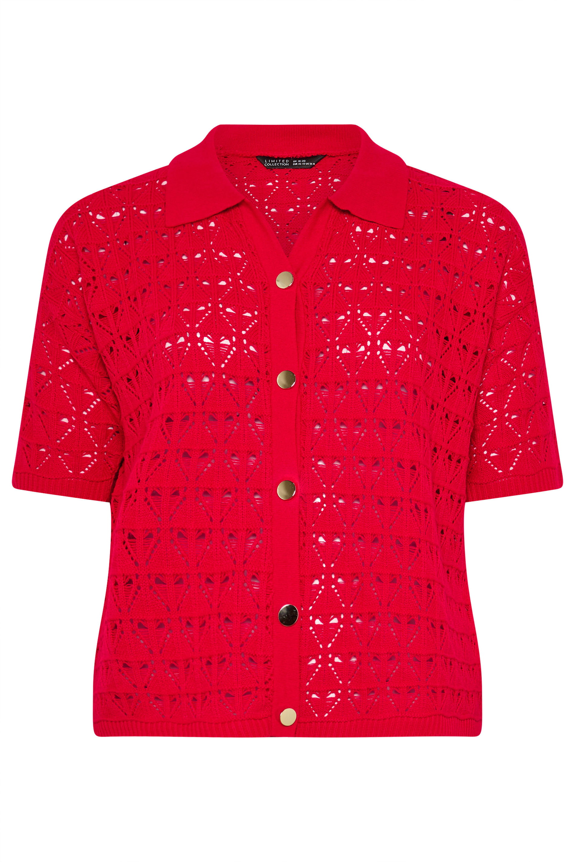 LIMITED COLLECTION Plus Size Red Crochet Shirt | Yours Clothing 5