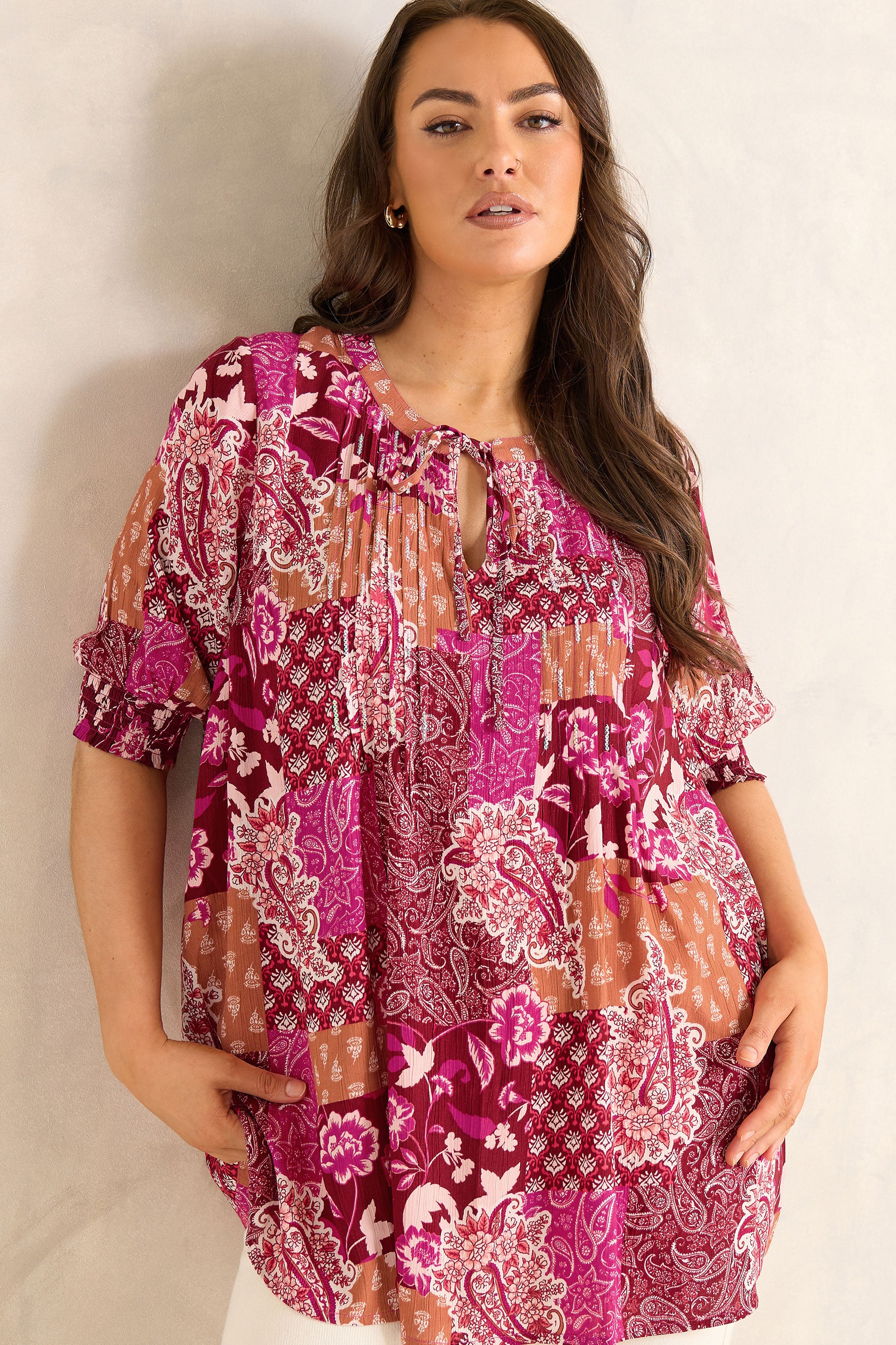 EVANS Plus Size Orange Paisley Pintuck Top | Evans 3