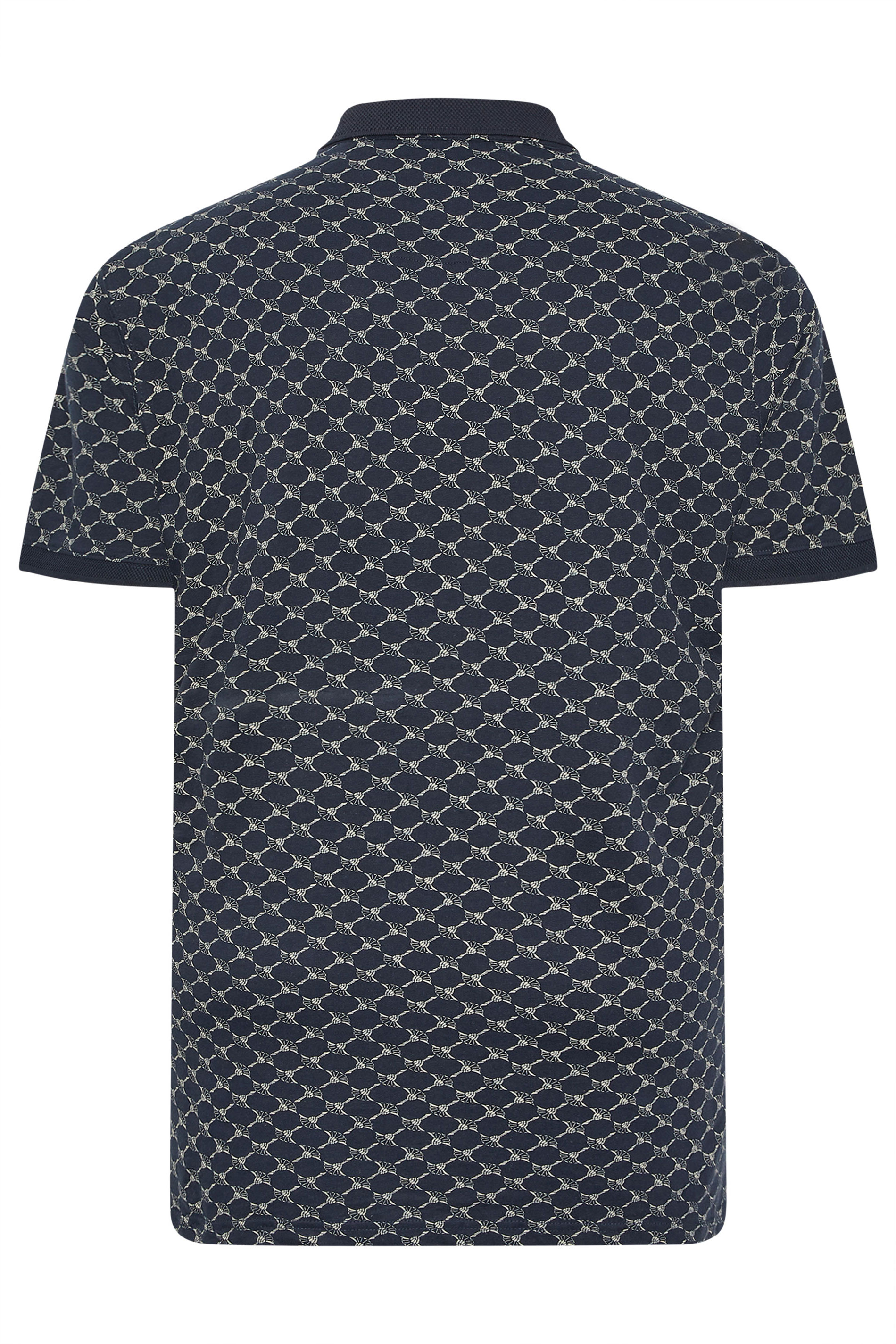 D555 Big & Tall Navy Blue Jacquard Polo Shirt | BadRhino 4
