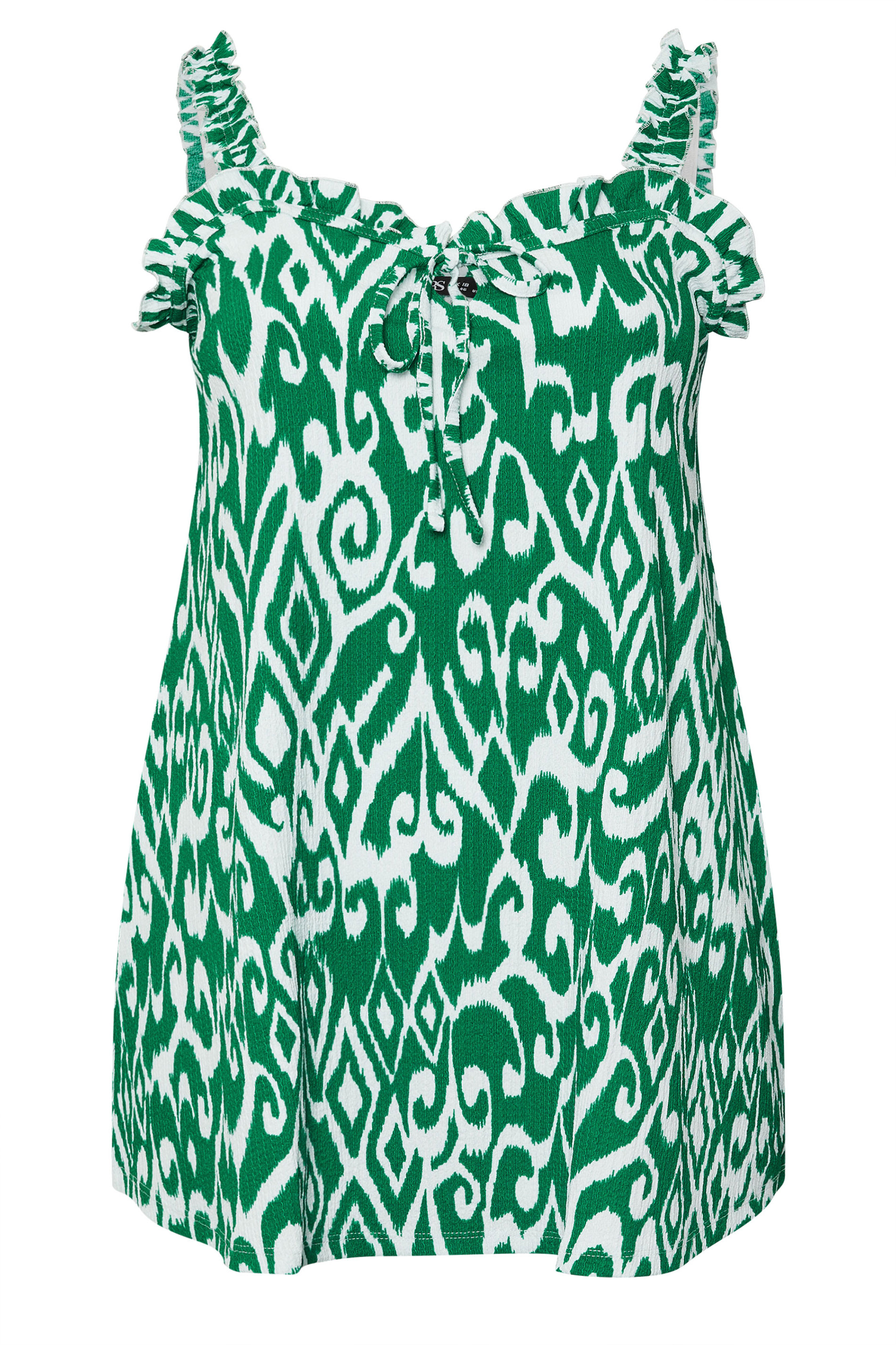 YOURS Plus Size Green Abstract Frill Vest Top | Yours Clothing 5