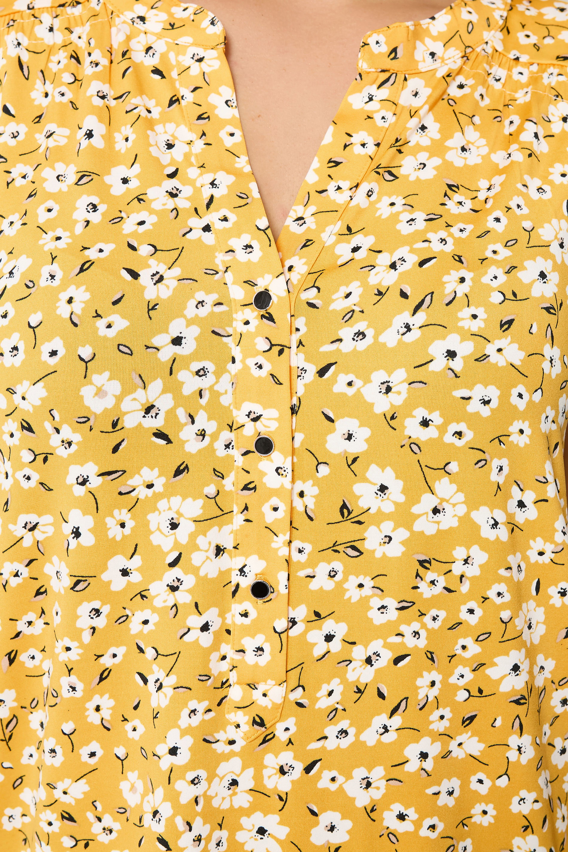 YOURS Plus Size Yellow Floral Notch Neck Vest Top | Yours Clothing 4