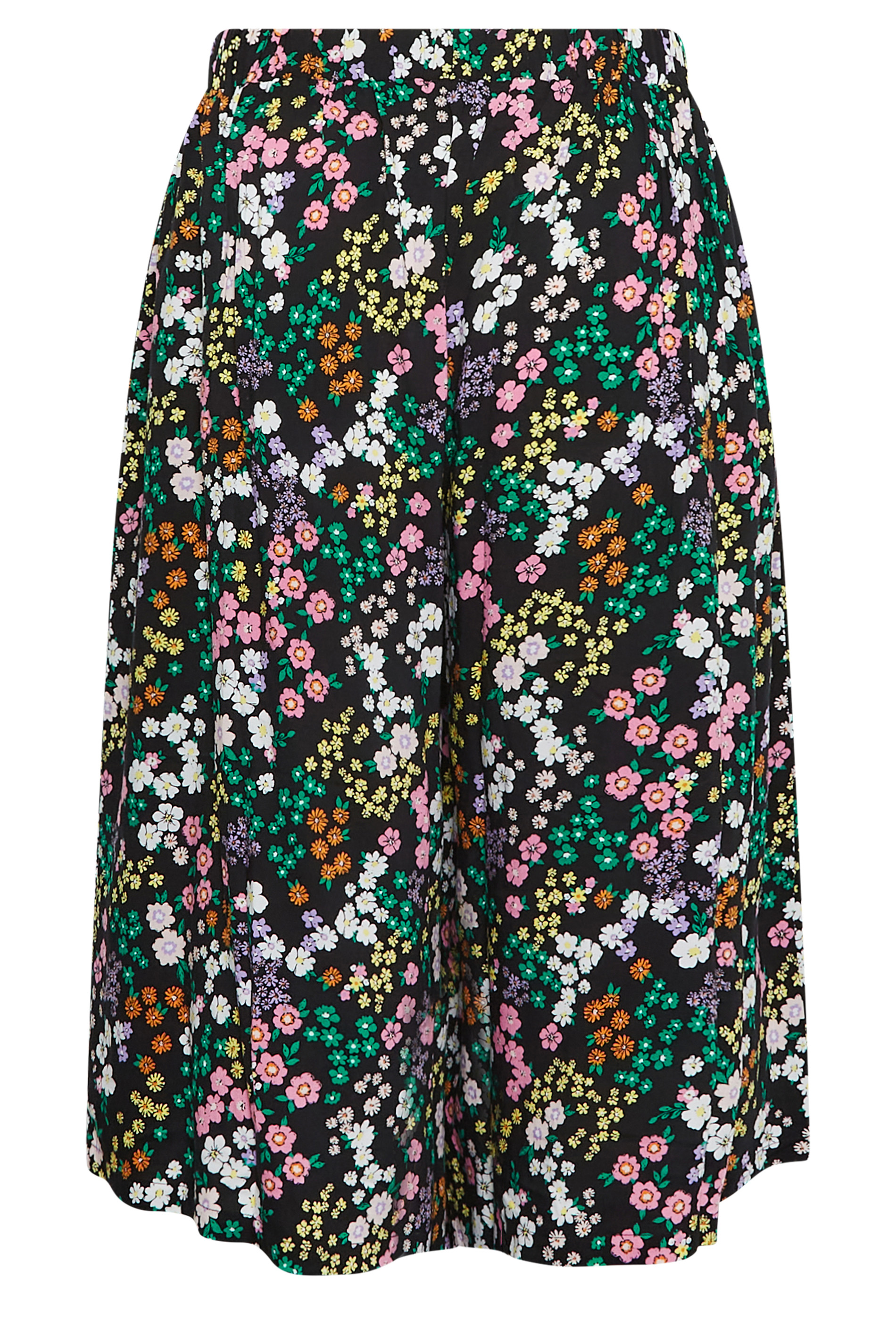 YOURS Curve Black Floral Print Culottes | Yours Clothing