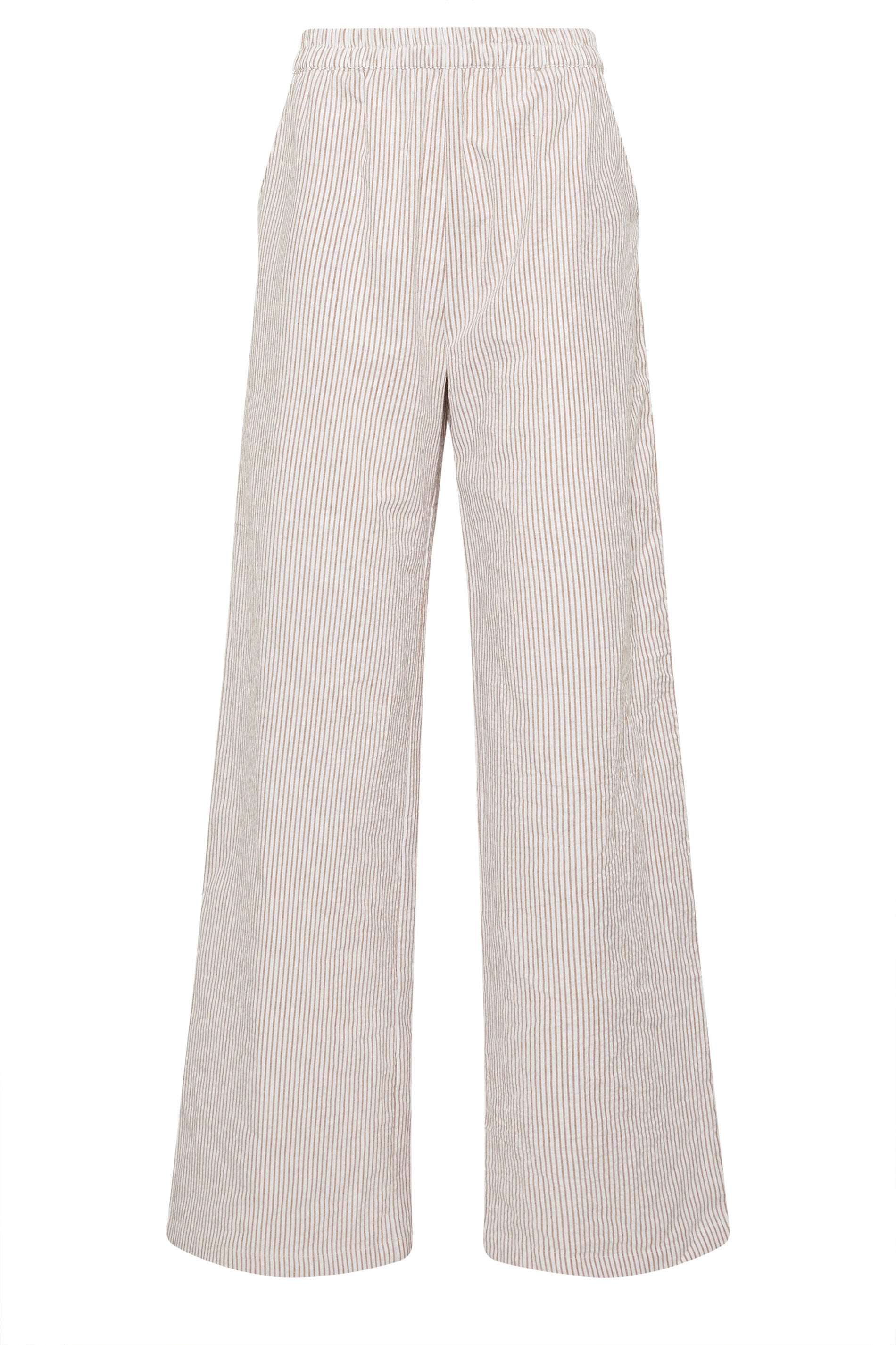 LTS Tall Women's Camel Brown Stripe Cotton Wide Leg Trousers | Long Tall Sally 6