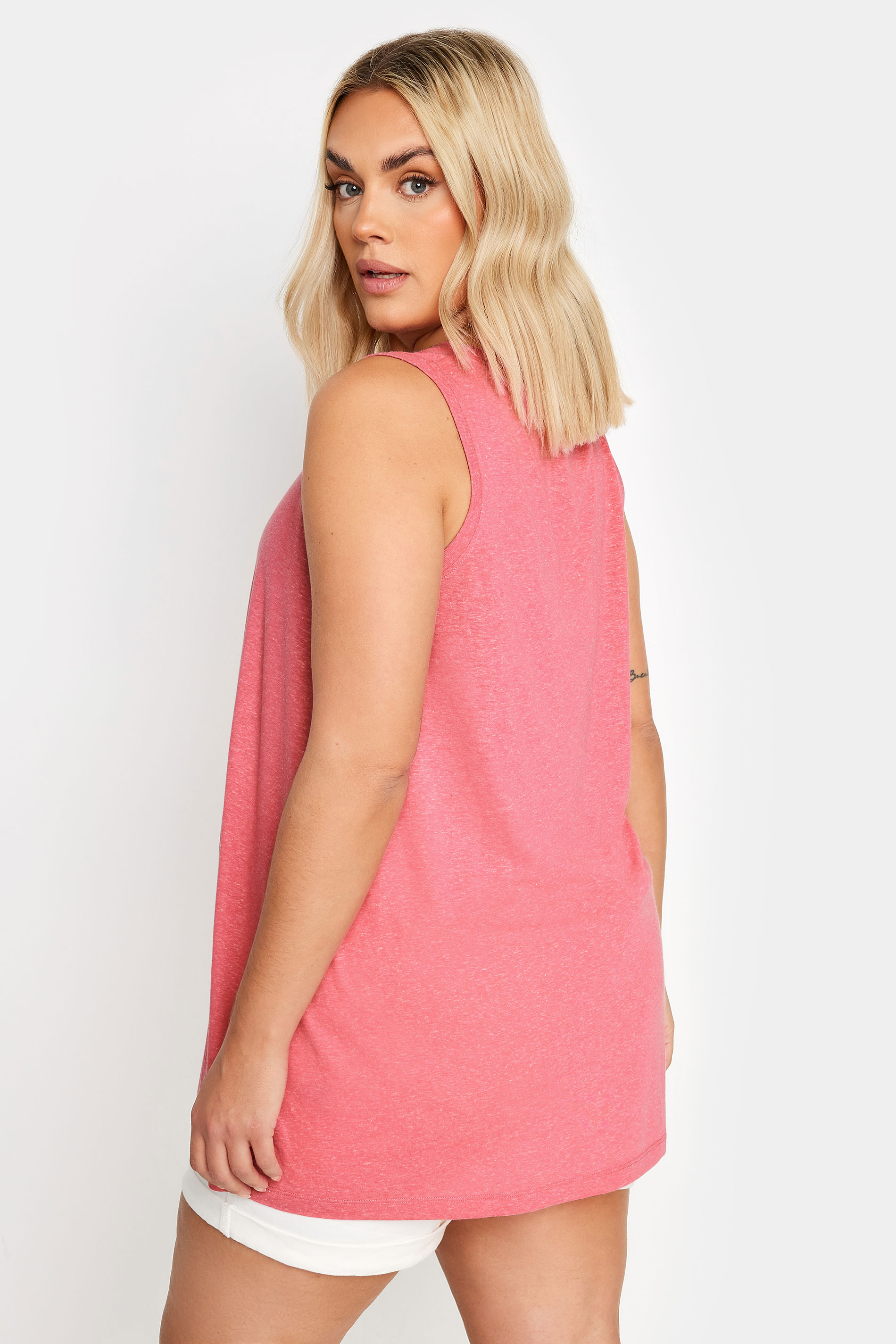 YOURS Plus Size Pink Linen Vest Top | Yours Clothing 3
