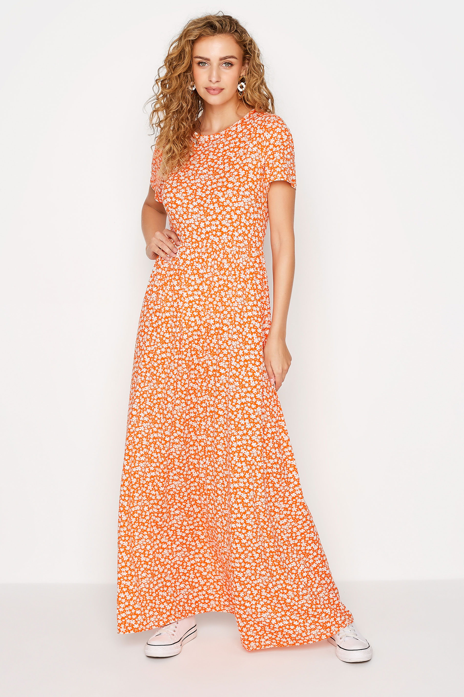 LTS Tall Orange Ditsy Print Maxi Dress 1