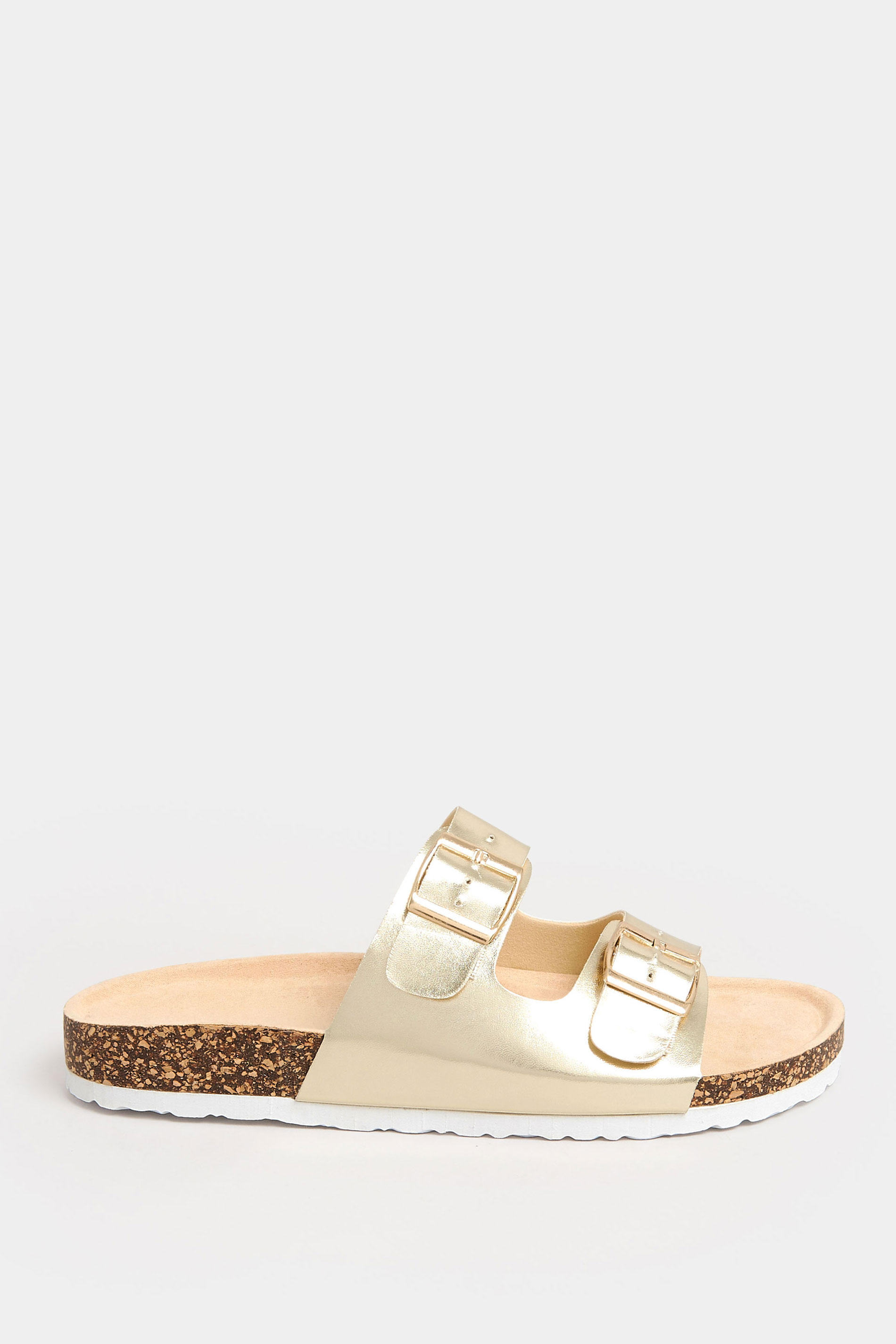 LTS Gold Buckle Strap Footbed Sandals In Standard Fit | Long Tall Sally 3