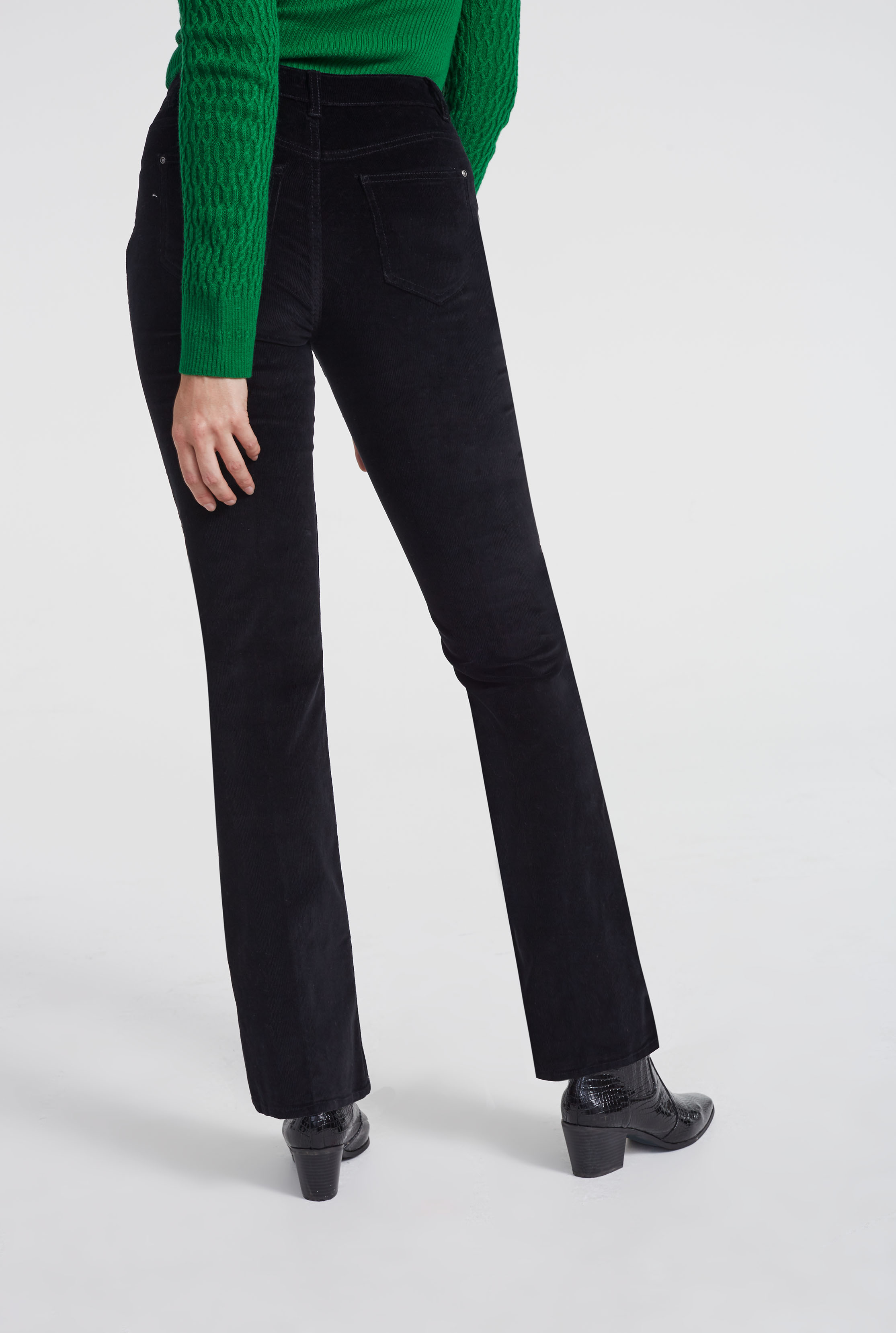 Black Cord Bootcut Trousers | Long Tall Sally