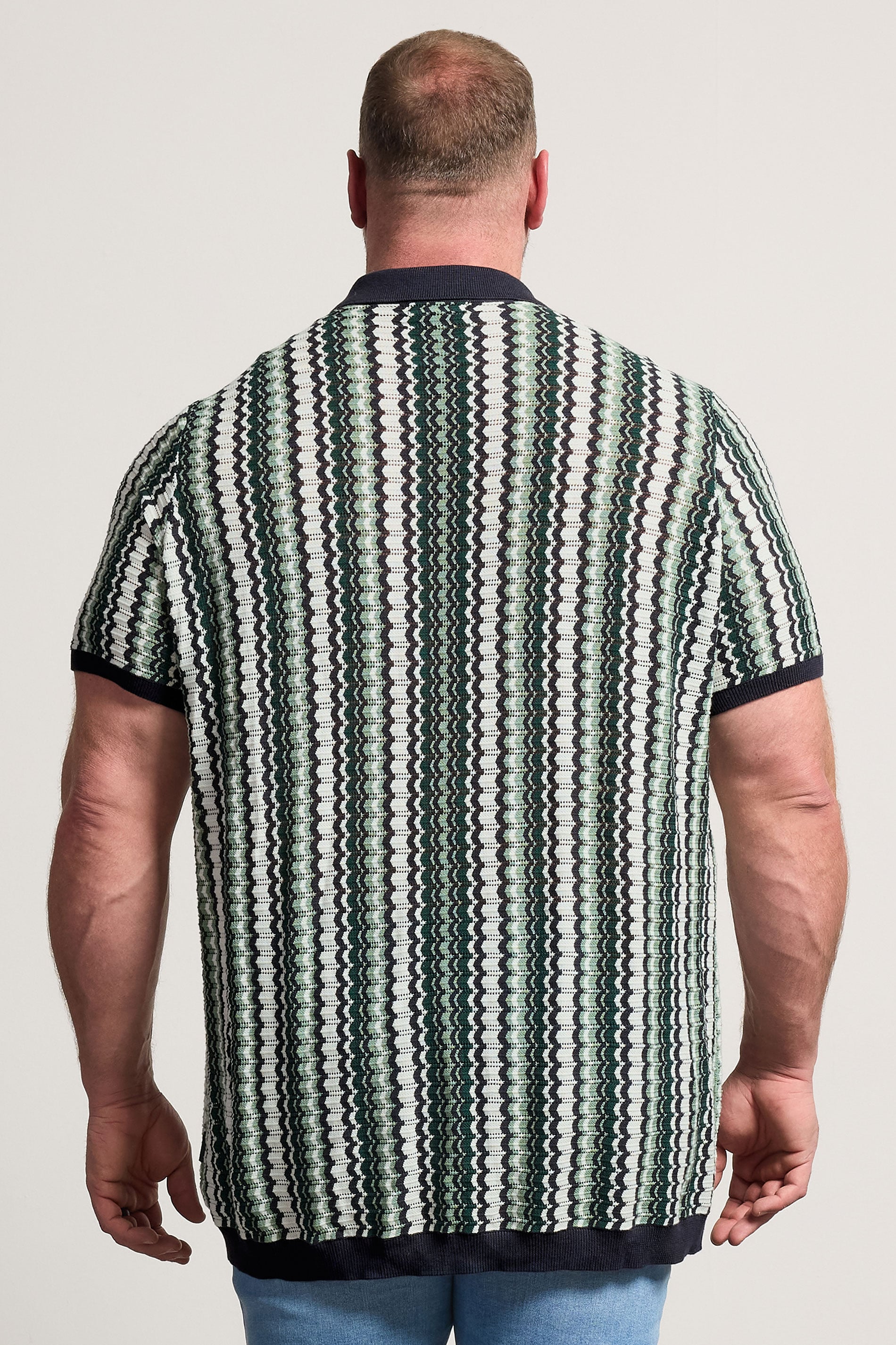 BadRhino Big & Tall Blue & Green Knitted Revere Collar Shirt | BadRhino 4