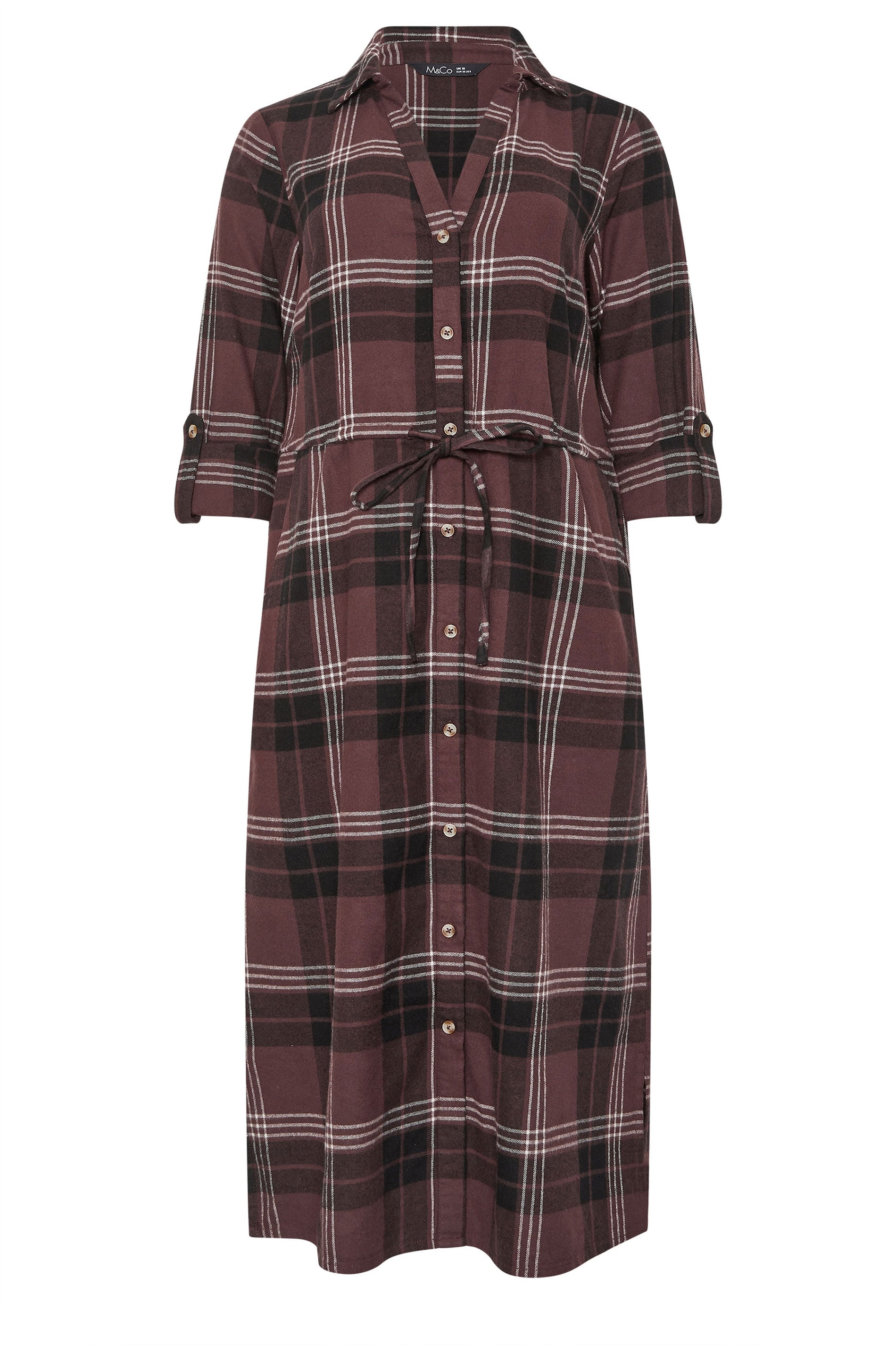 M&Co Brown Check Cotton Shirt Dress | M&Co 5