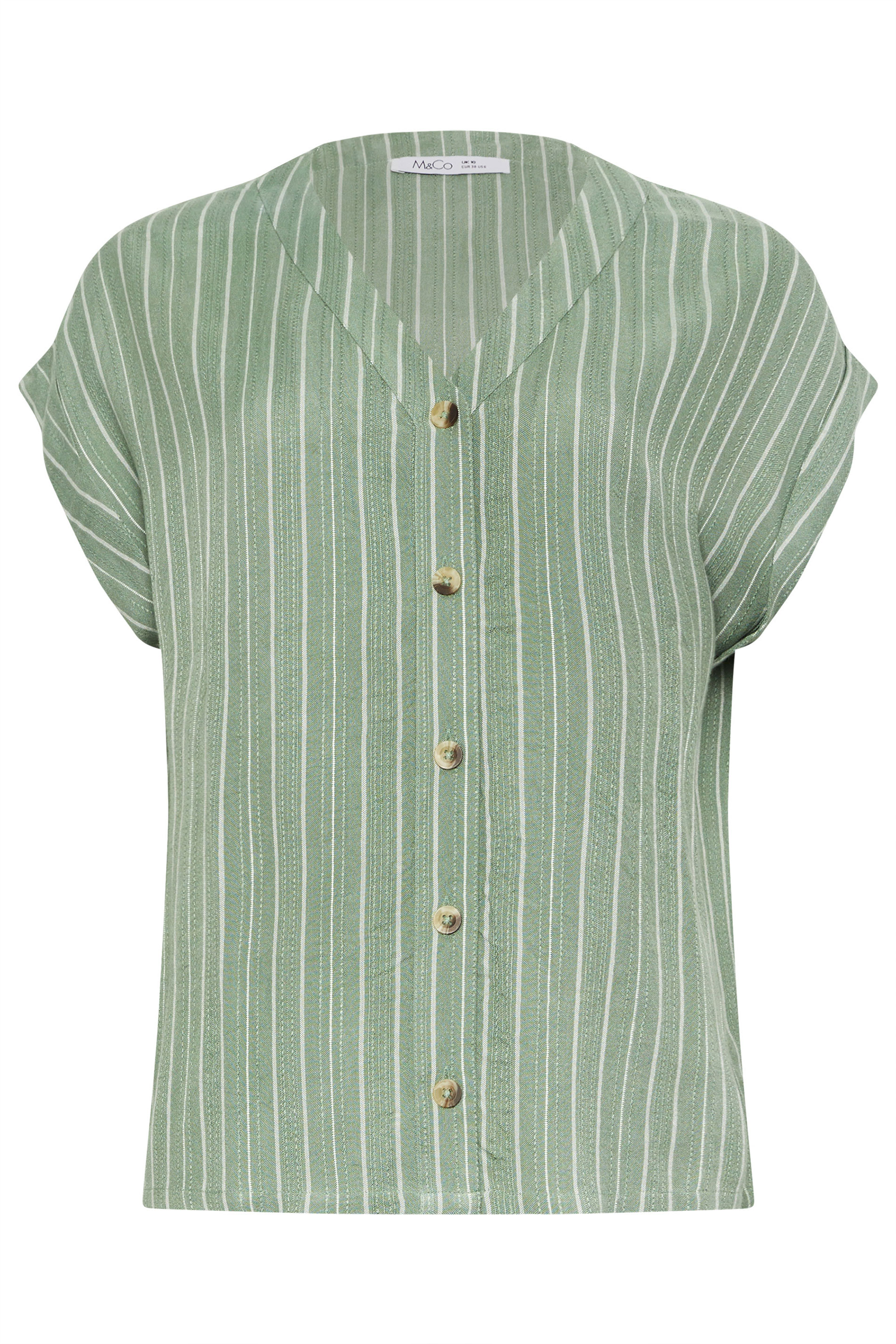 M&Co Green Stripe Print Short Sleeve Blouse | M&Co 6