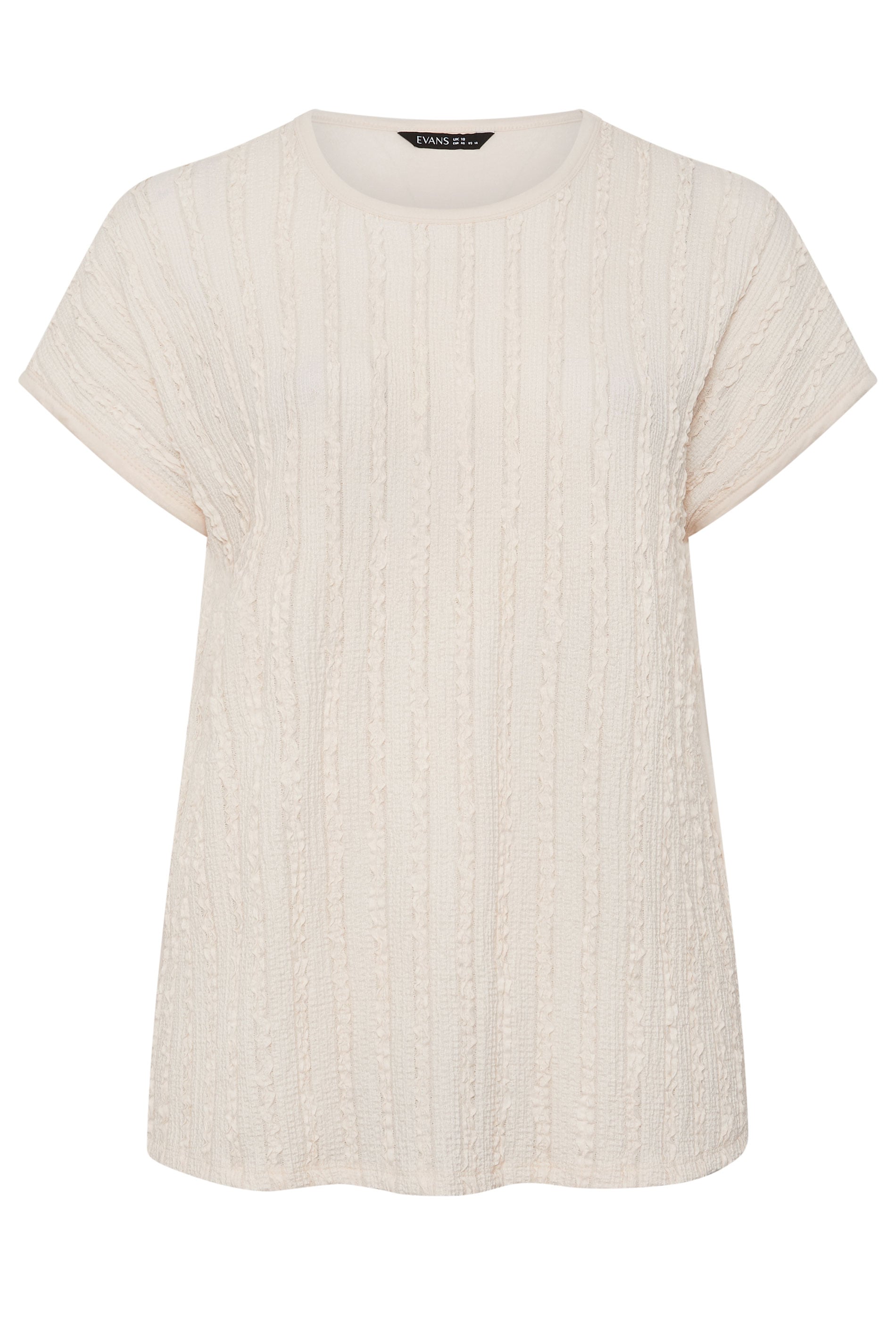 EVANS Plus Size Ivory White Textured Front Top | Evans 5
