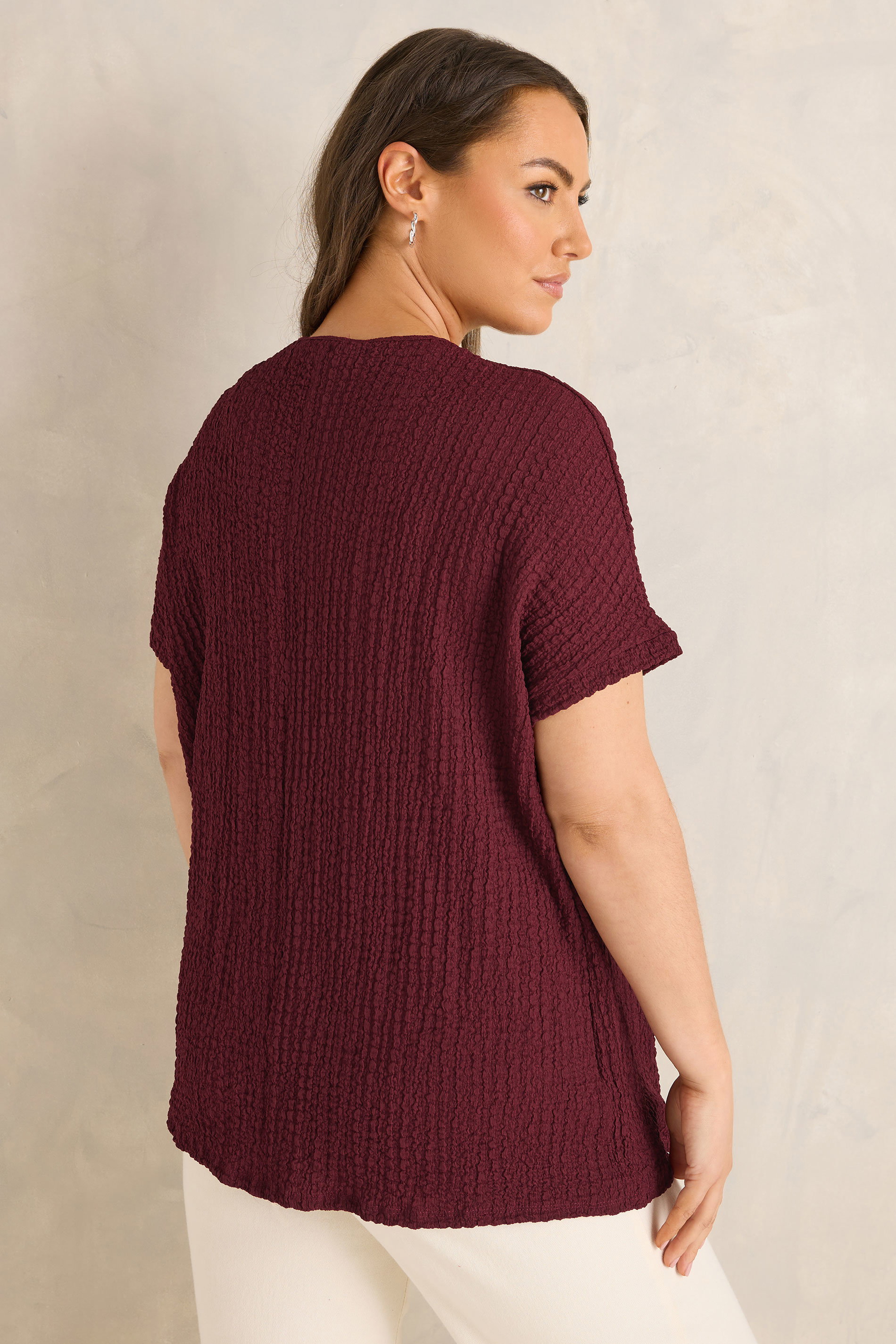 EVANS Plus Size Berry Red Pleat Front Swing Top | Evans 2