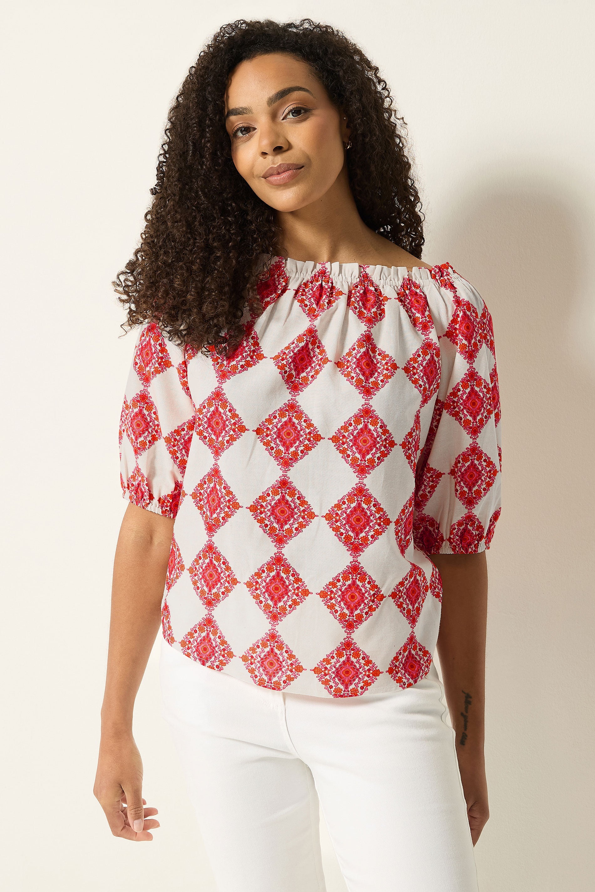 M&Co Ivory White Abstract Tile Print Top | M&Co 3