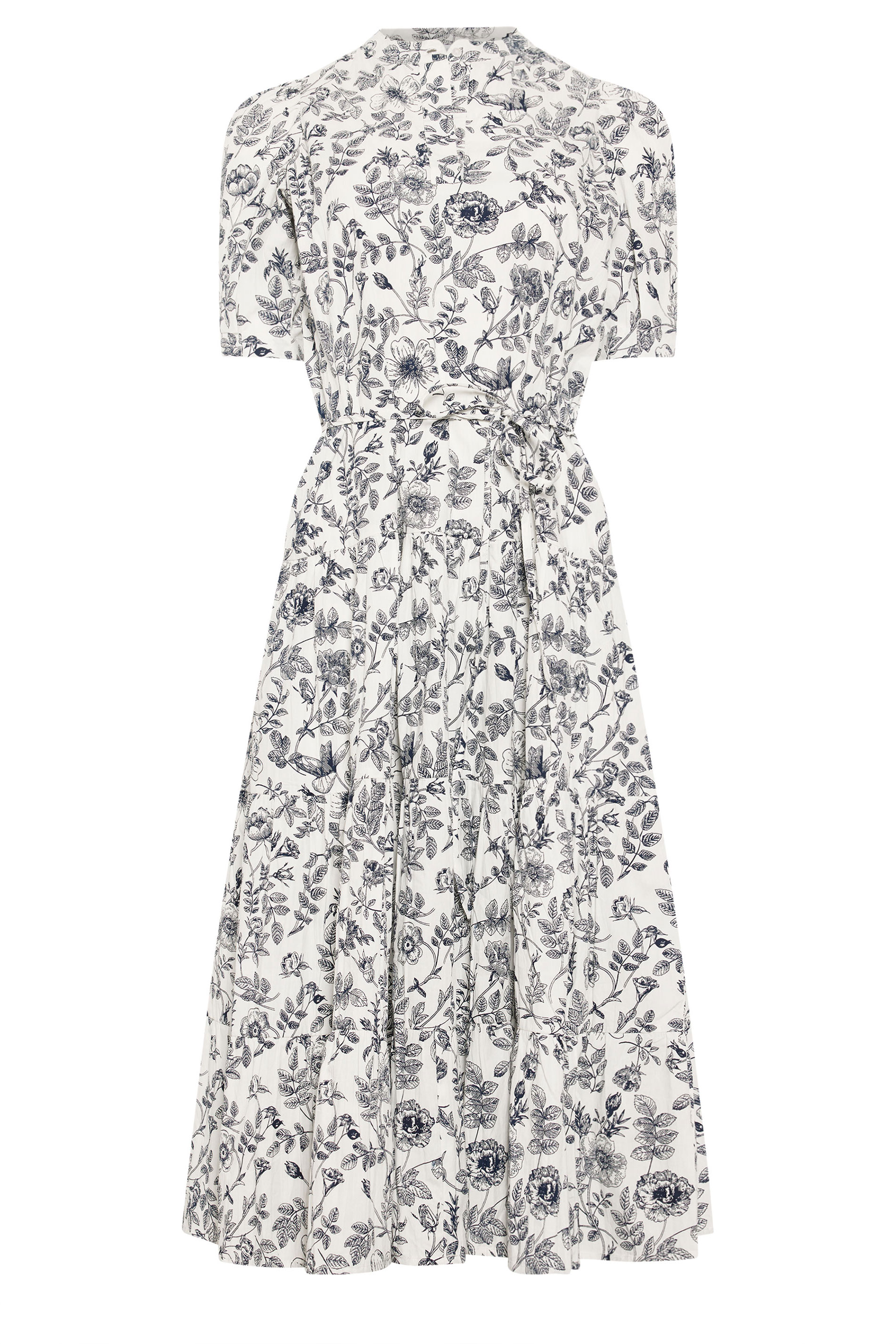 PixieGirl Petite Women's White Floral Cotton Tiered Maxi Dress | PixieGirl 5