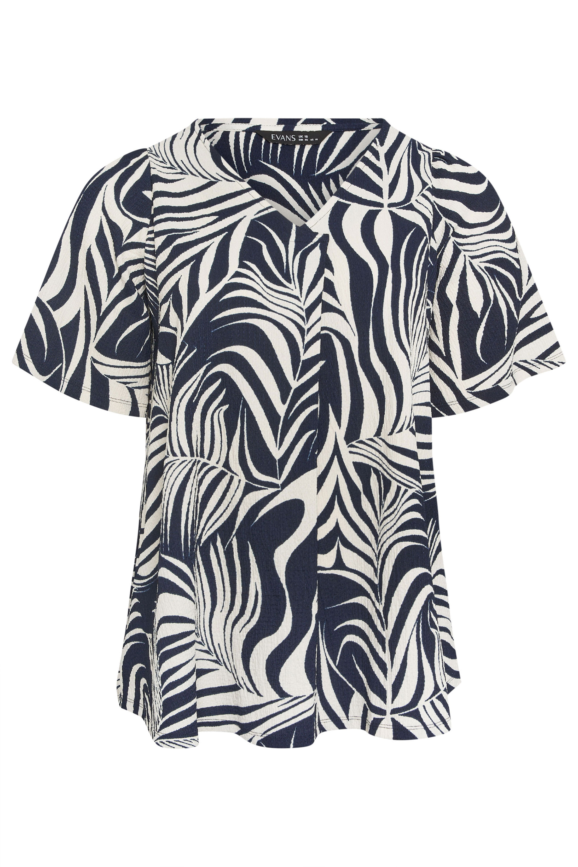 EVANS Plus Size Navy Blue Leaf Print Pleat Front Top | Evans  5