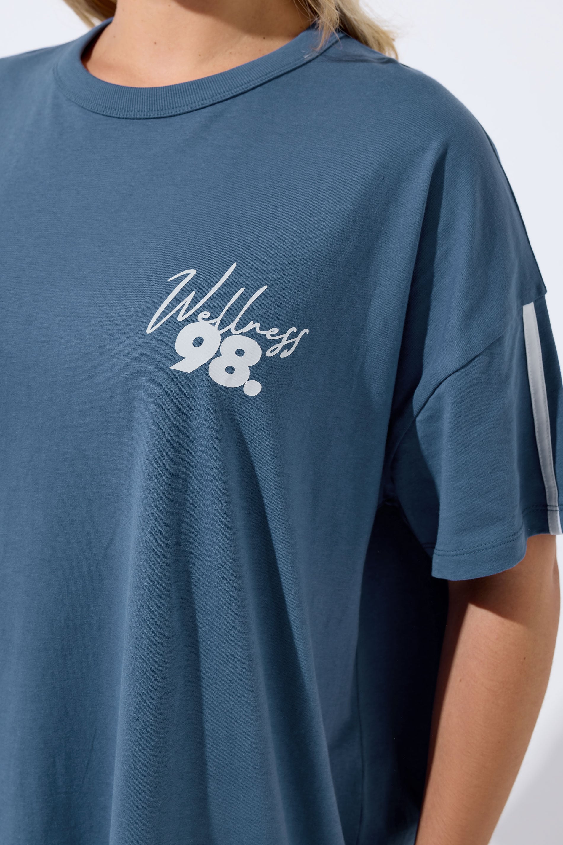 YOURS ACTIVE Plus Size Blue 'Wellness Studio' T-Shirt | Yours Clothing 6