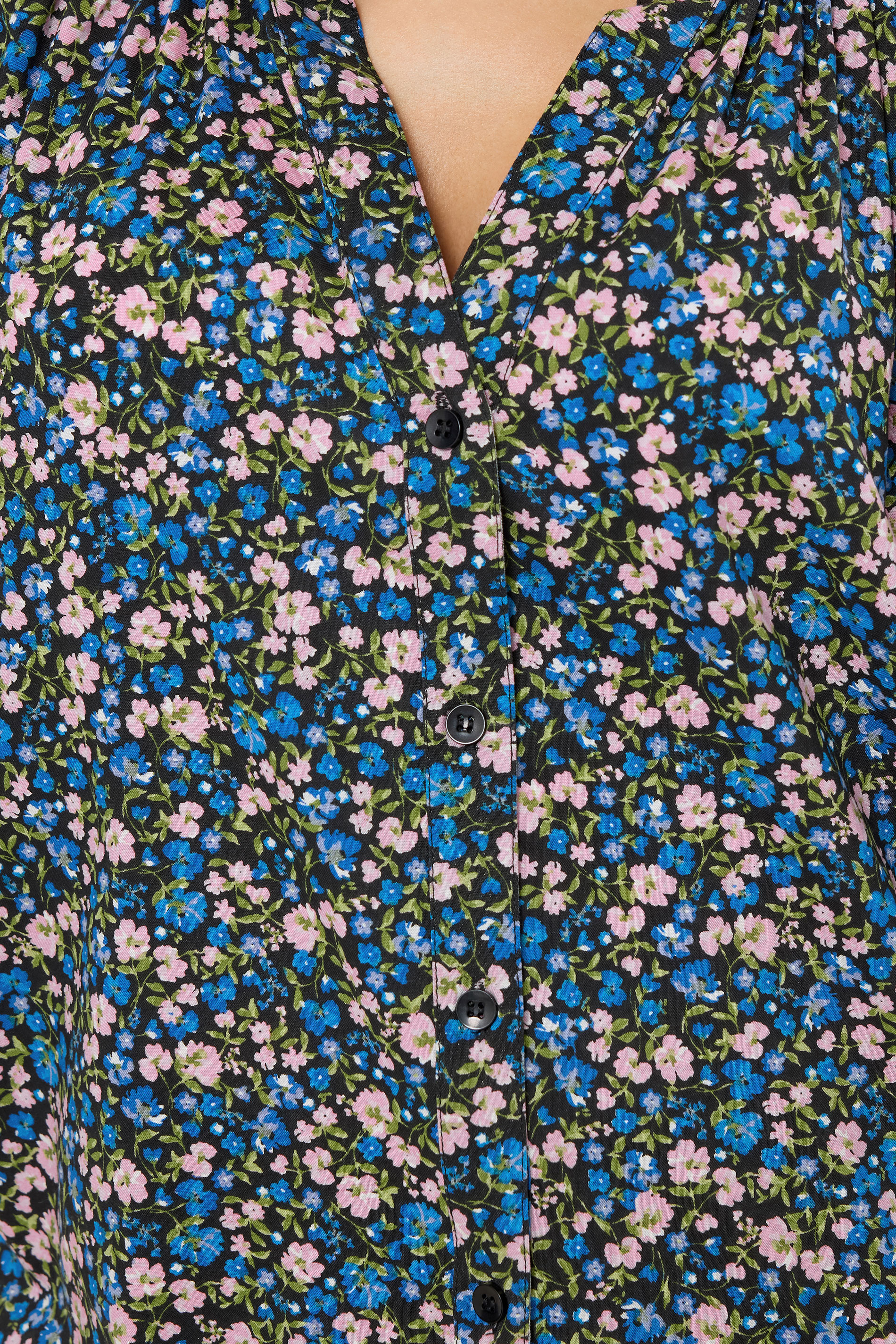 M&Co Black Ditsy Floral Button Front Blouse | M&Co 4