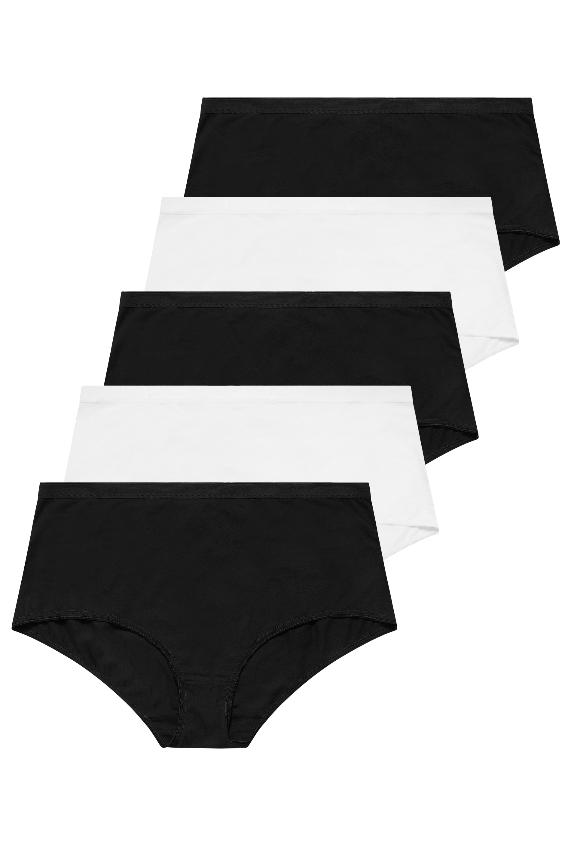 YOURS 5 PACK Plus Size Black & White Full Briefs | Yours Clothing 3