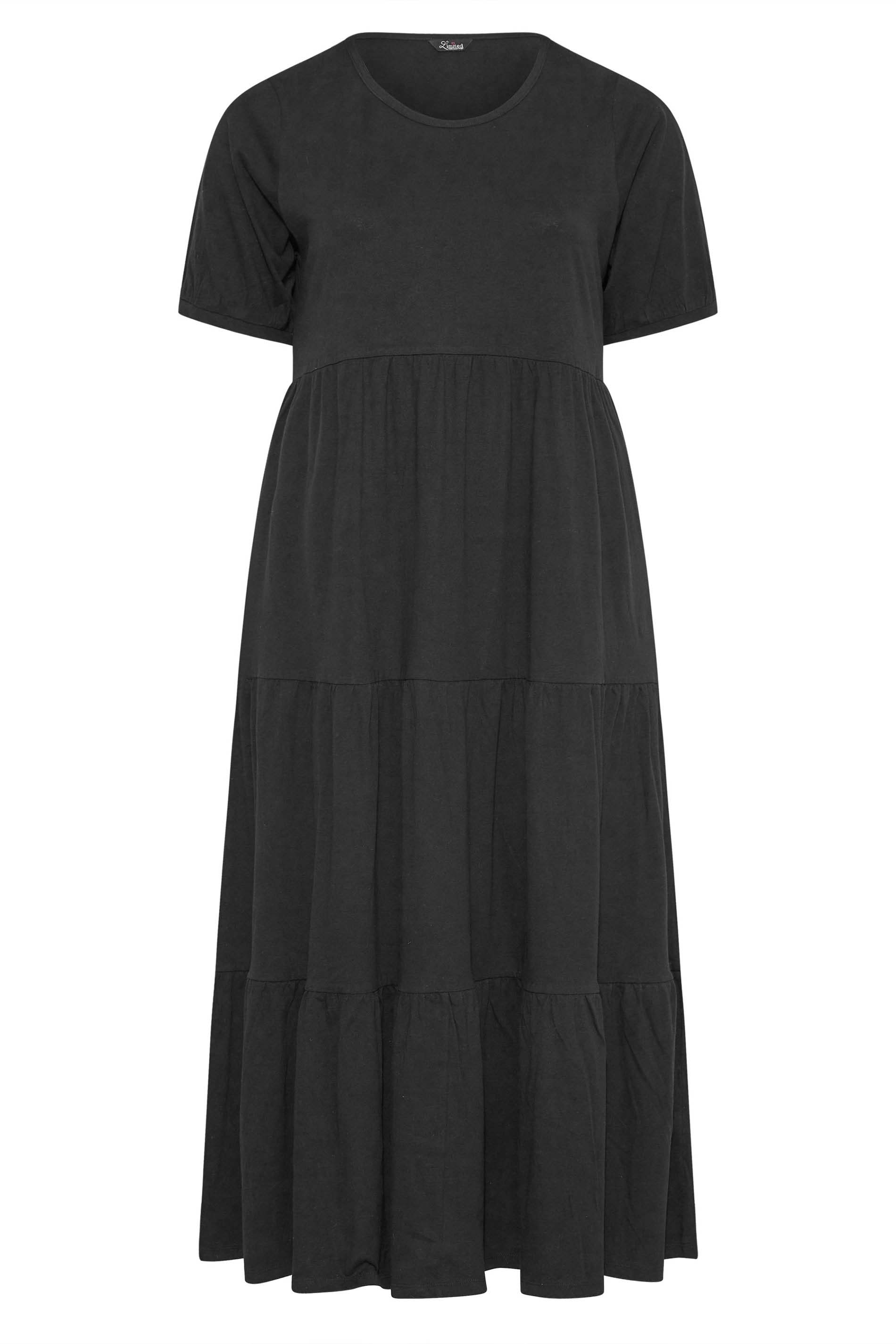 LIMITED COLLECTION Plus Size Black Tiered Smock Dress | Yours Clothing