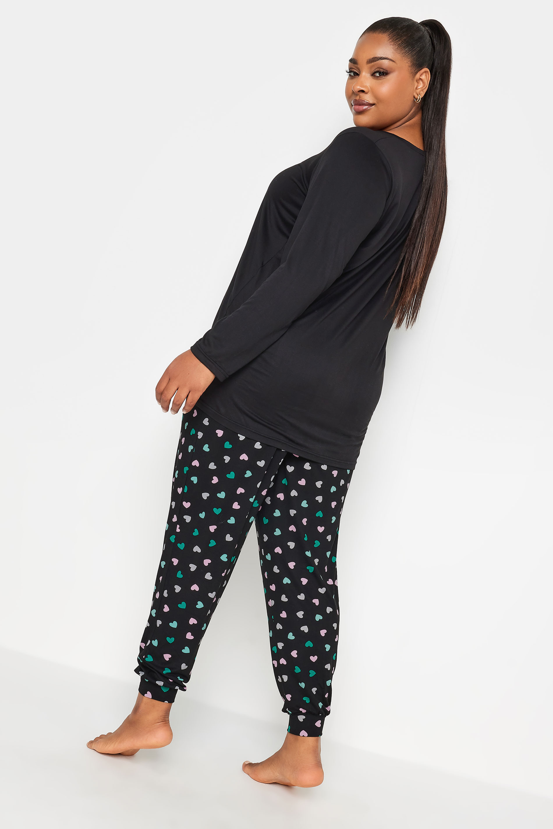 YOURS Curve Black 'Dream Starts Here' Soft Touch Pyjama Set | Yours Clothing 3