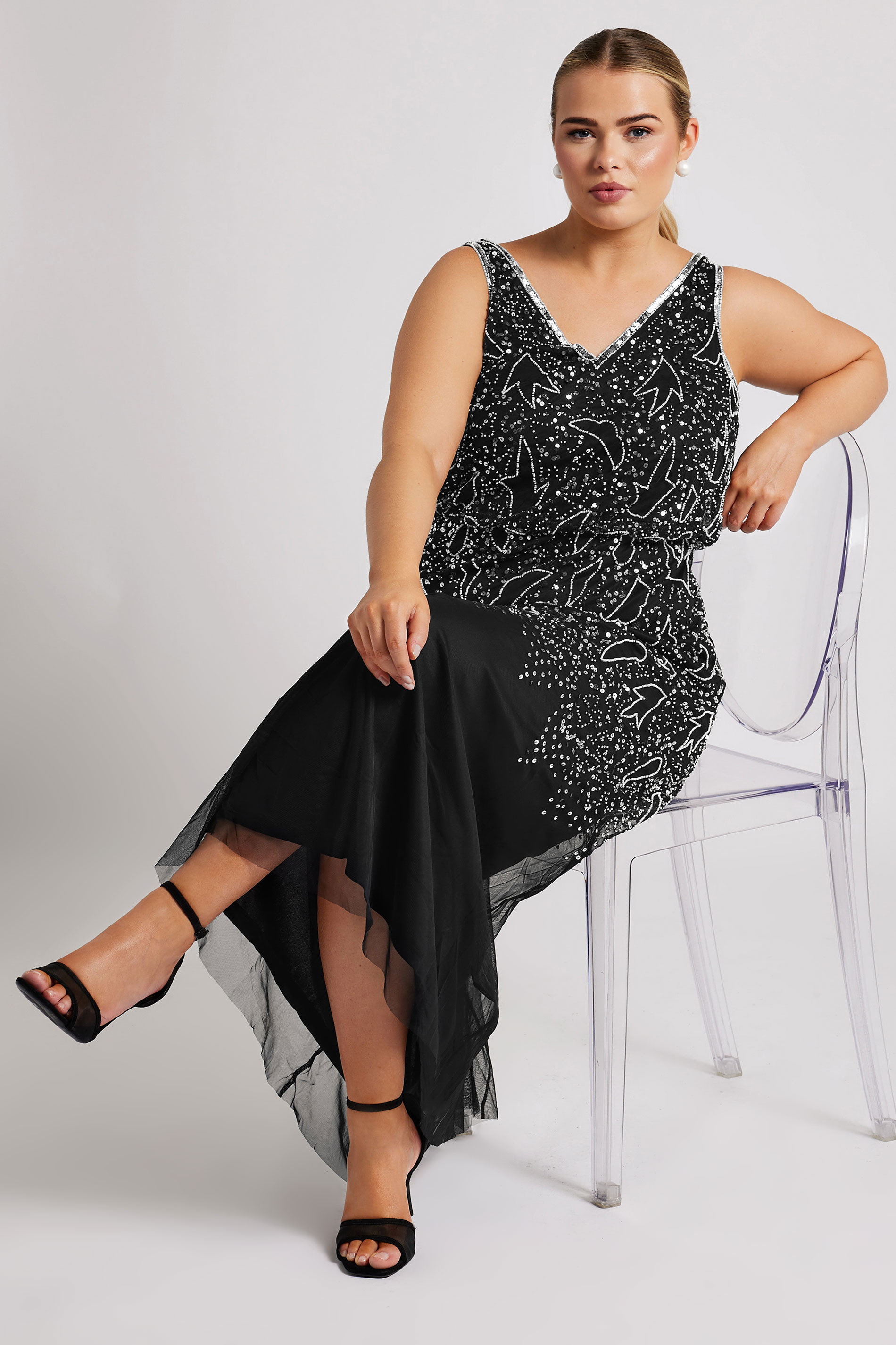 long sleeve blue maxi dress Shae Satin Winter birthday outfits with color_black Size:Size 10