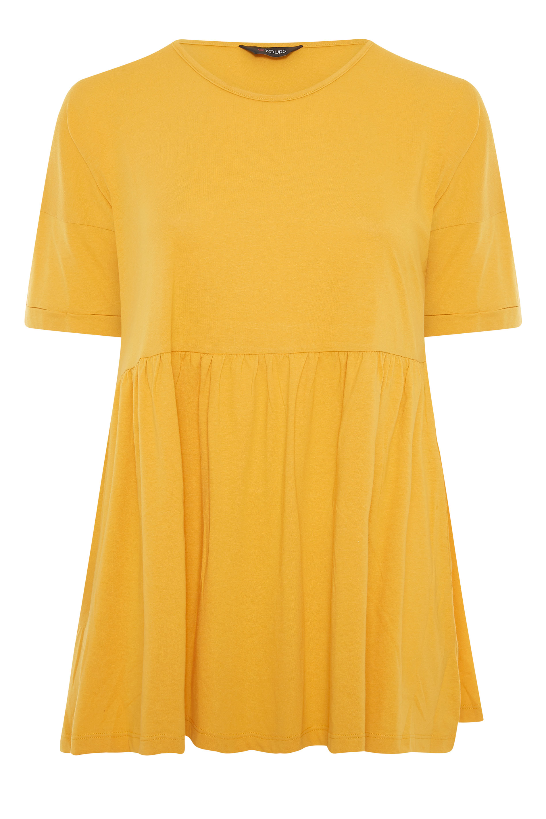 Plus Size Yellow Peplum Drop Shoulder Tunic | Yours Clothing