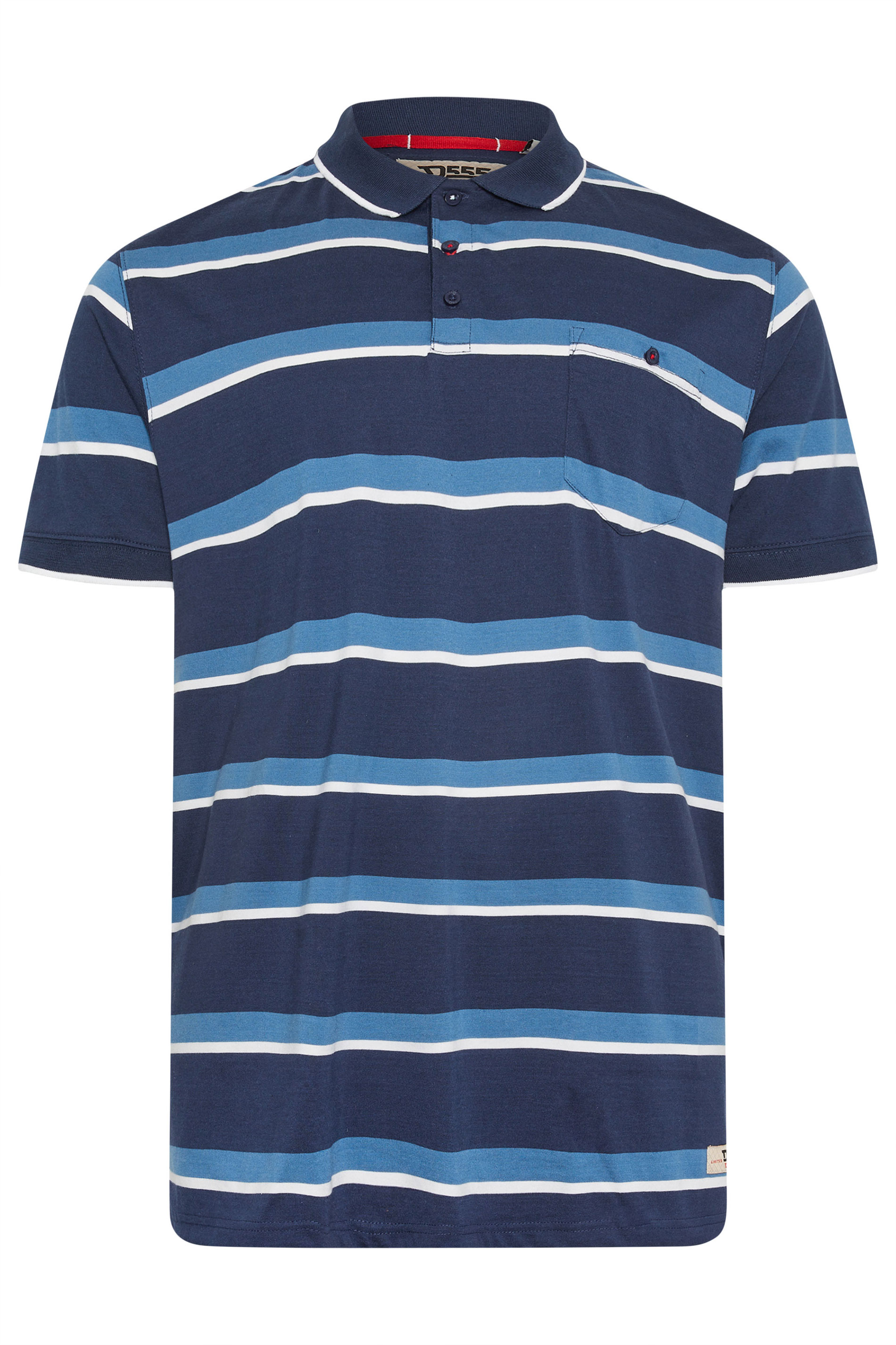 D555 Big & Tall Navy Blue Stripe Polo Shirt | BadRhino 3