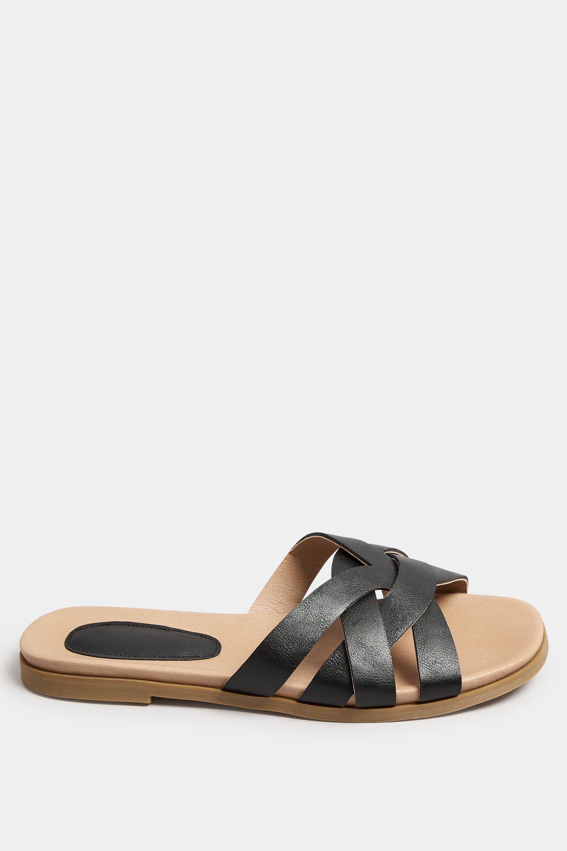 Black Woven Mule Sandals In Extra Wide EEE Fit | Yours Clothing 3